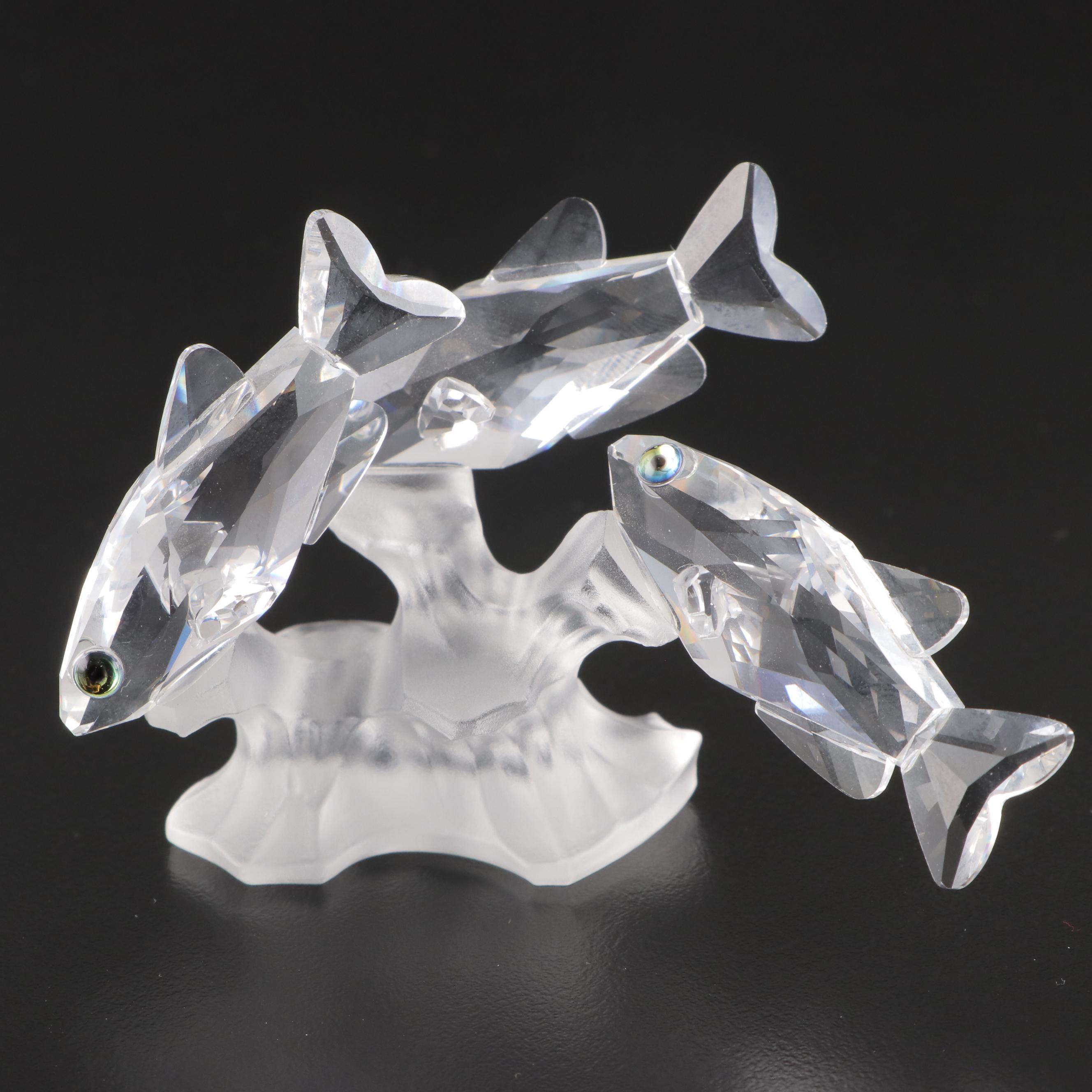 Swarovski "Three South Sea Fish," "Goldfish," and "Baby Lion Cub" Figurines