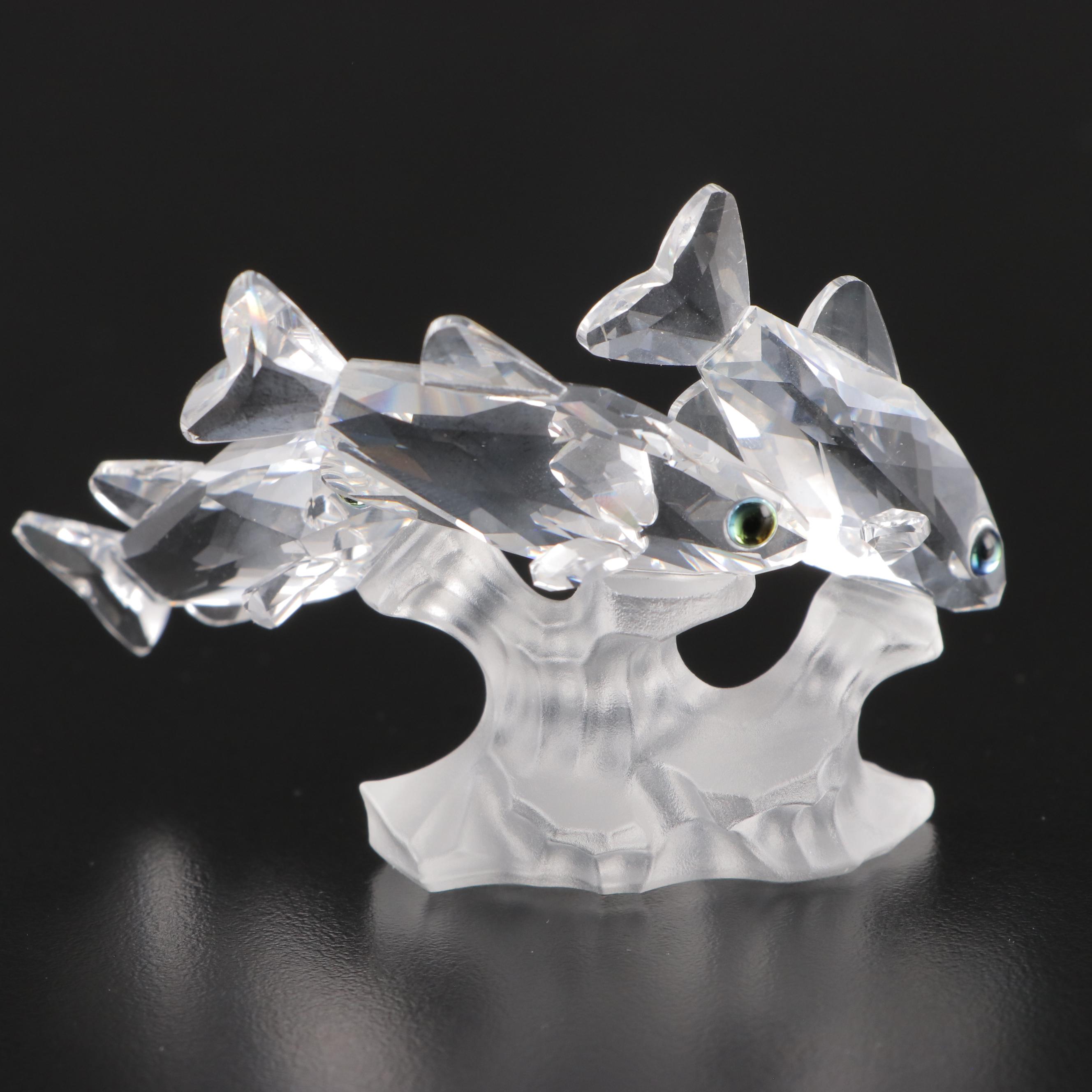 Swarovski "Three South Sea Fish," "Goldfish," and "Baby Lion Cub" Figurines