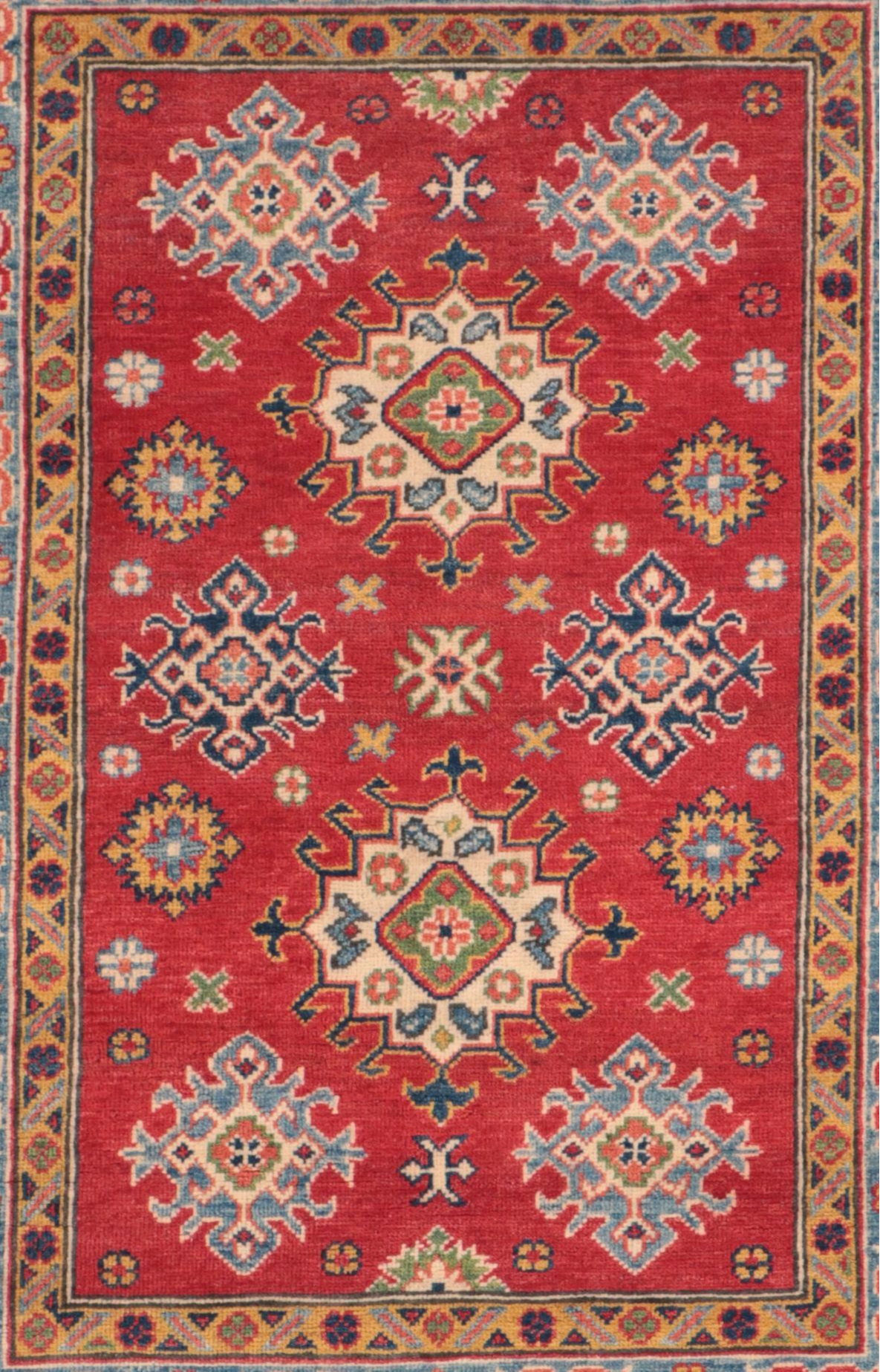 3'5 x 4'7 Hand-Knotted Pakistani Kazak Accent Rug