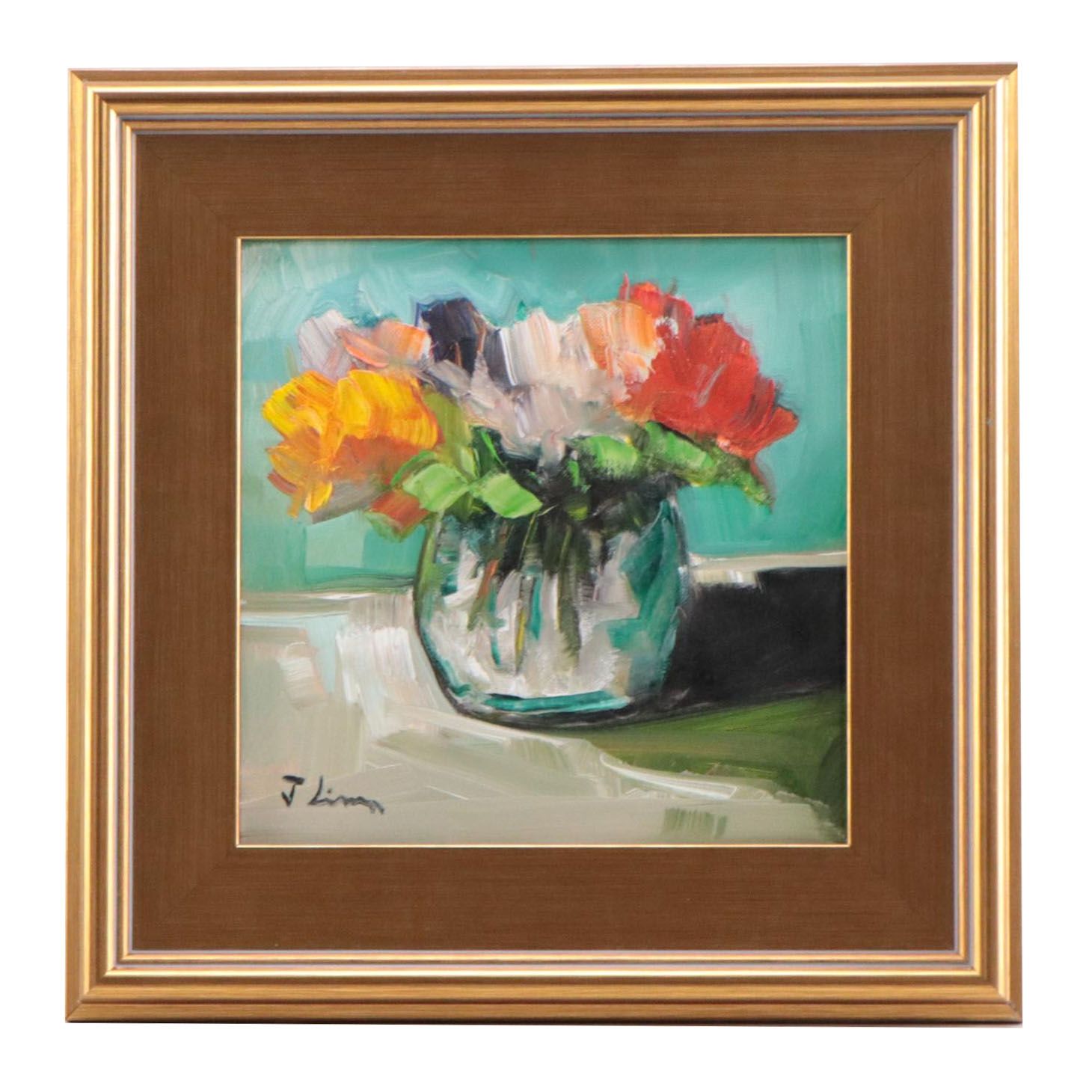 José M. Lima Floral Still Life Oil Painting, 2022