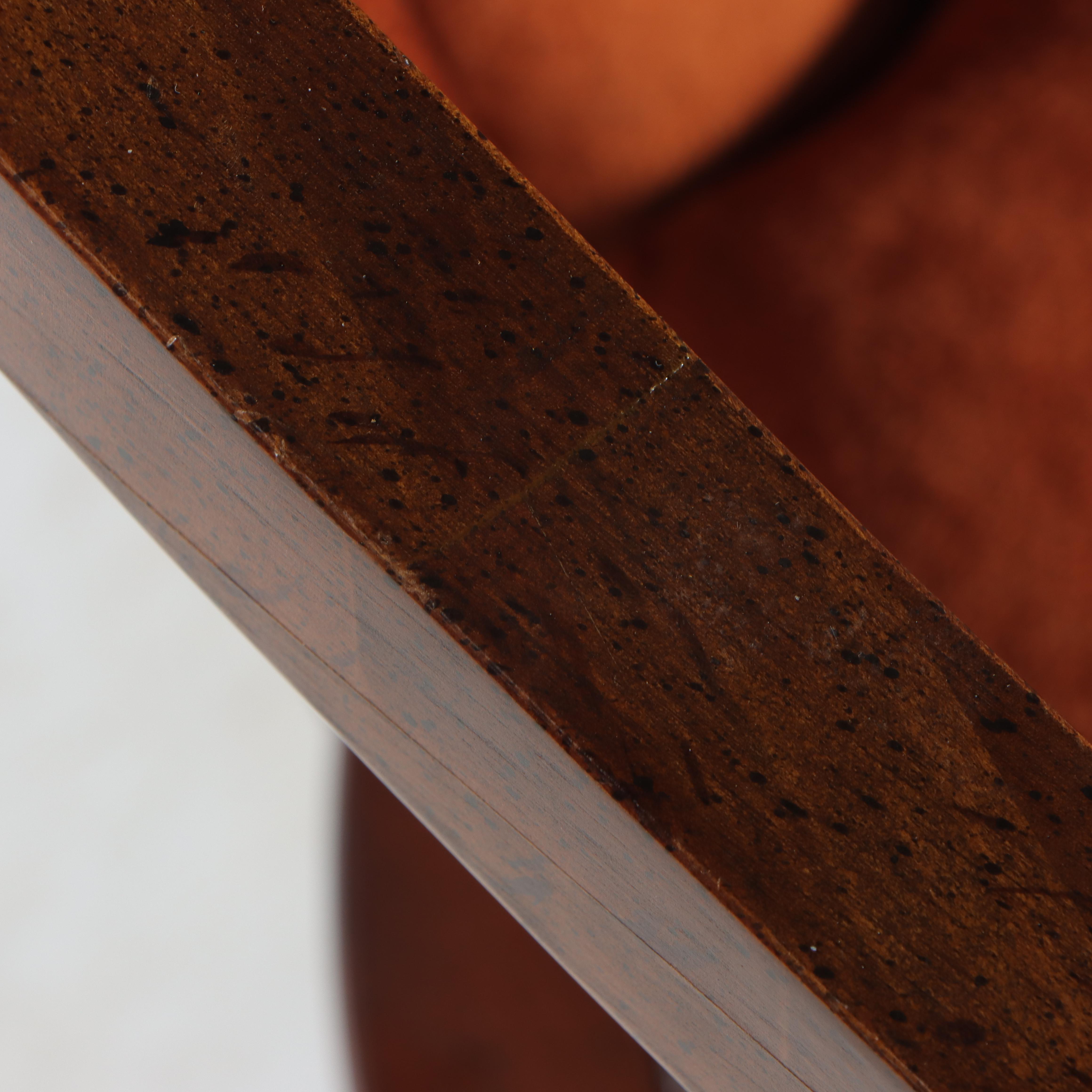 Neoclassical Style Buttoned-Down and Caned Hardwood Armchair, circa 1970