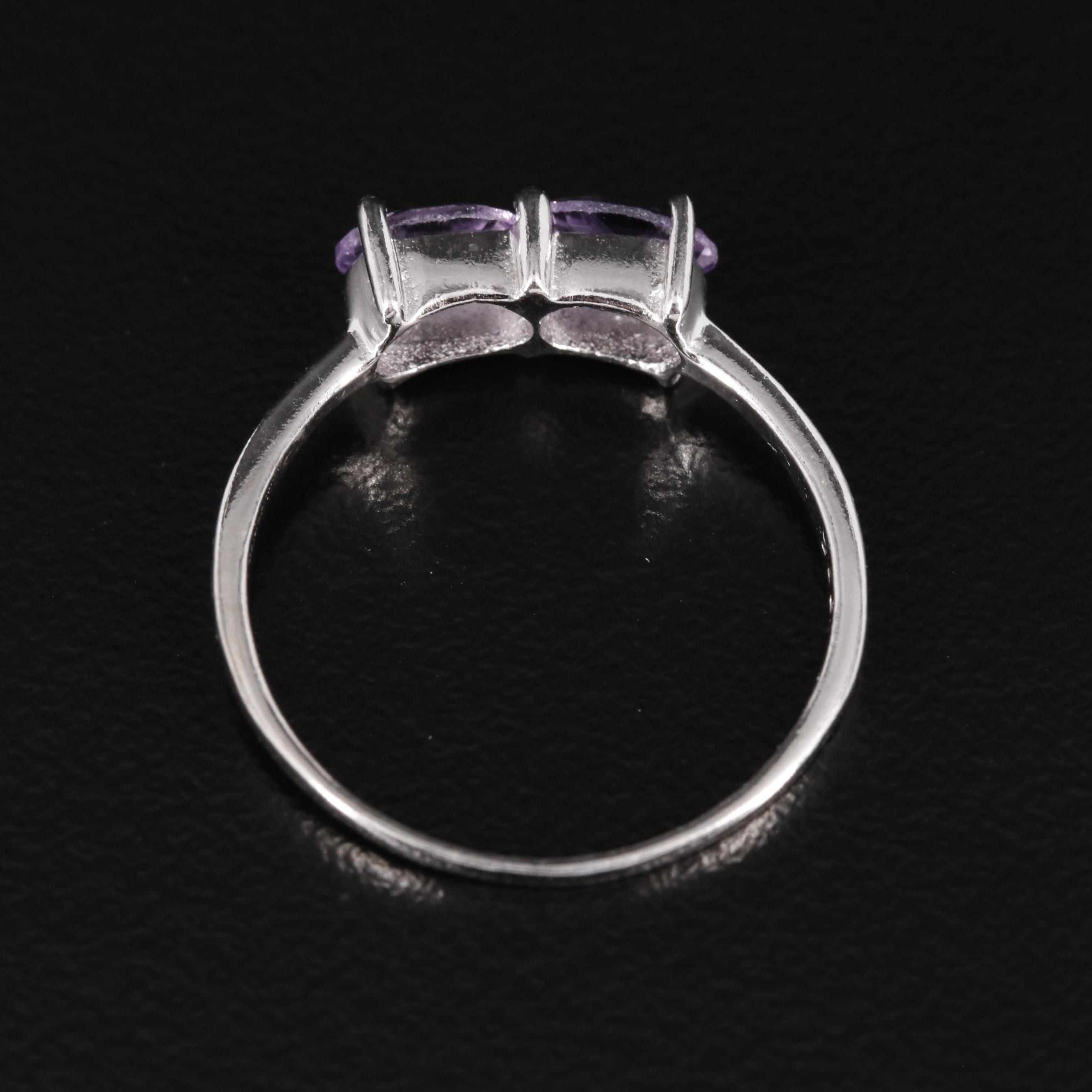 Sterling Amethyst Two Stone Ring