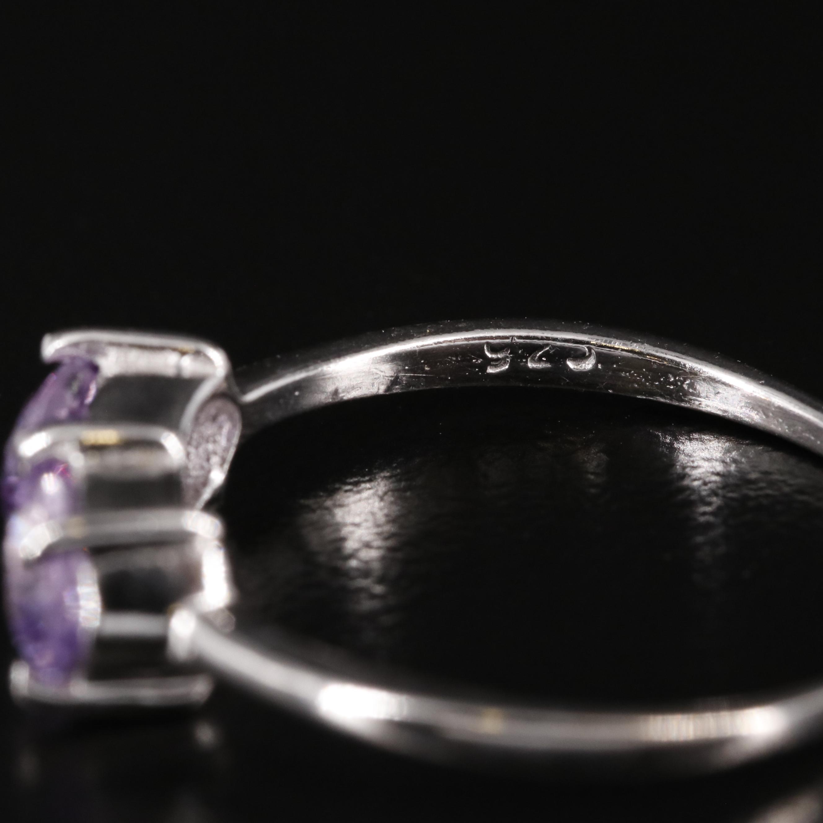 Sterling Amethyst Two Stone Ring