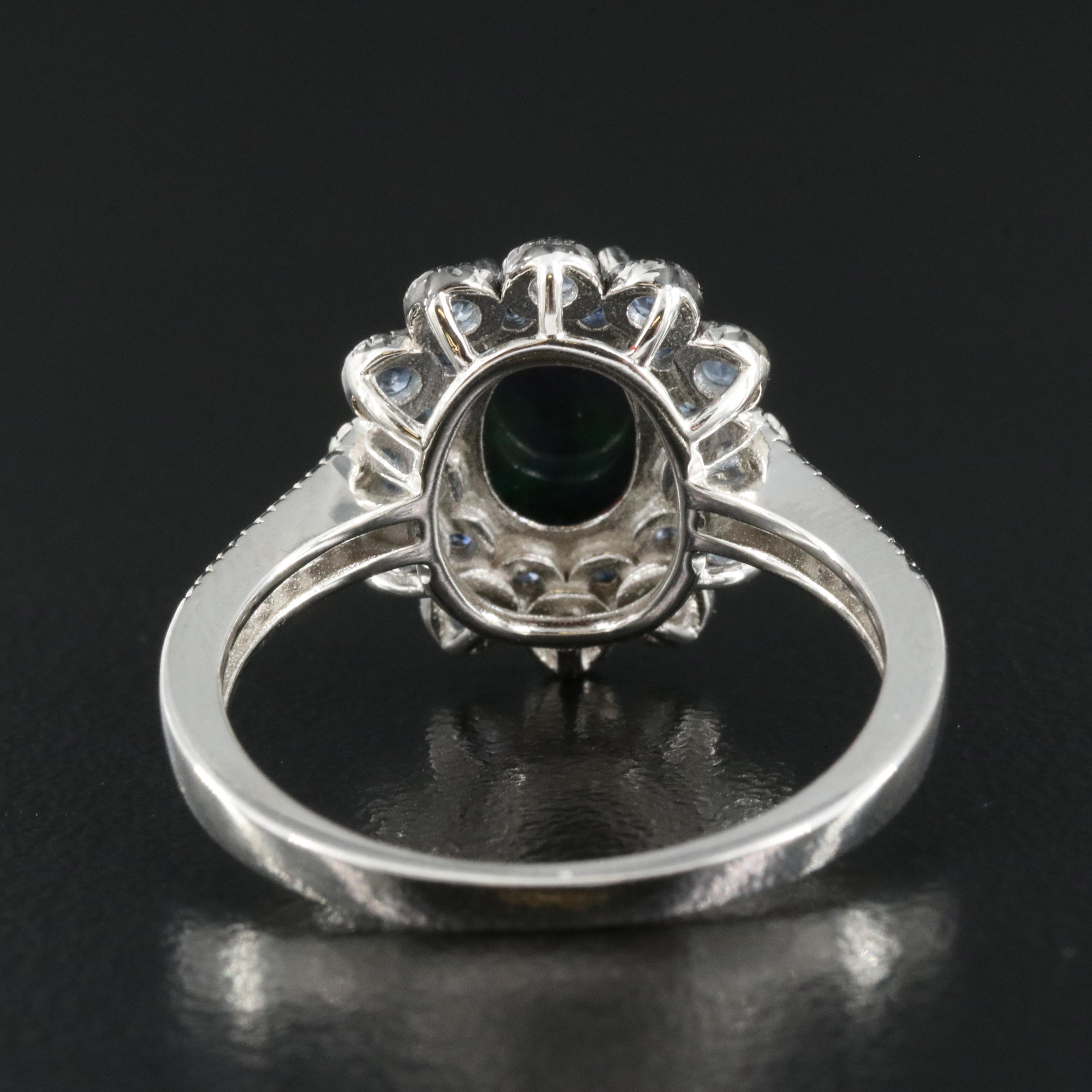 Sterling Opal and Sapphire Ring