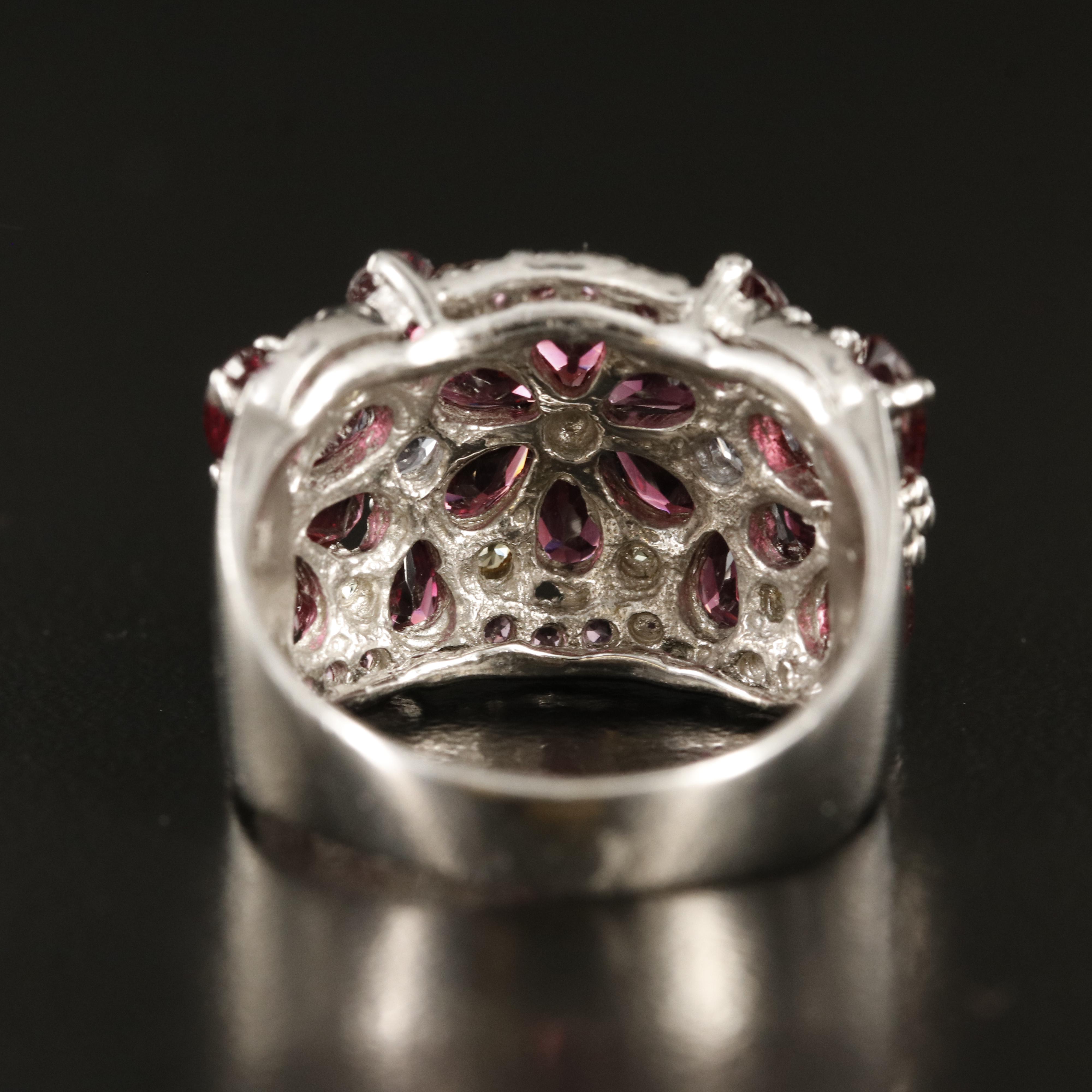 Sterling Garnet, Citrine and Tanzanite Ring