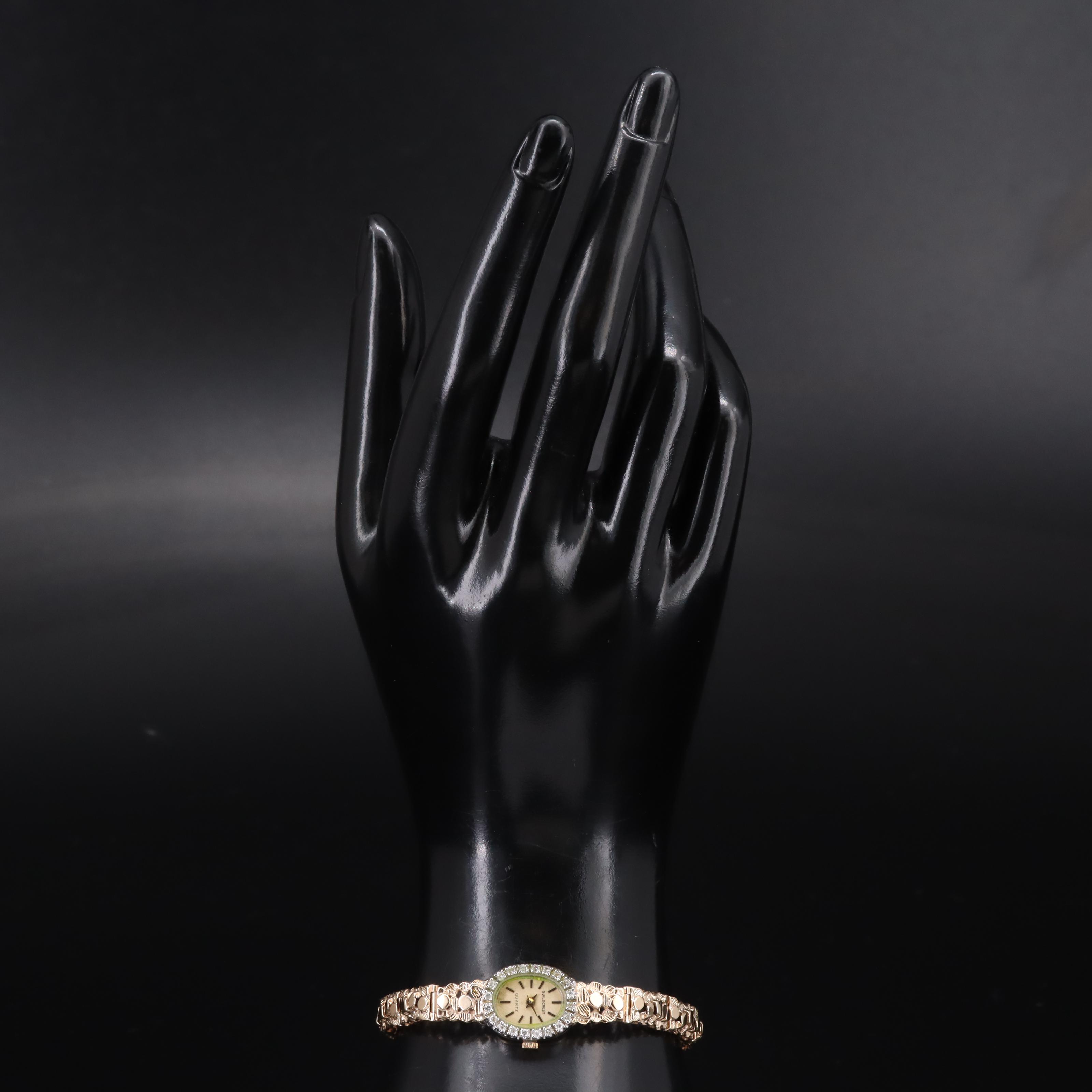 14K Guildcrest Nugget Style Diamond Watch