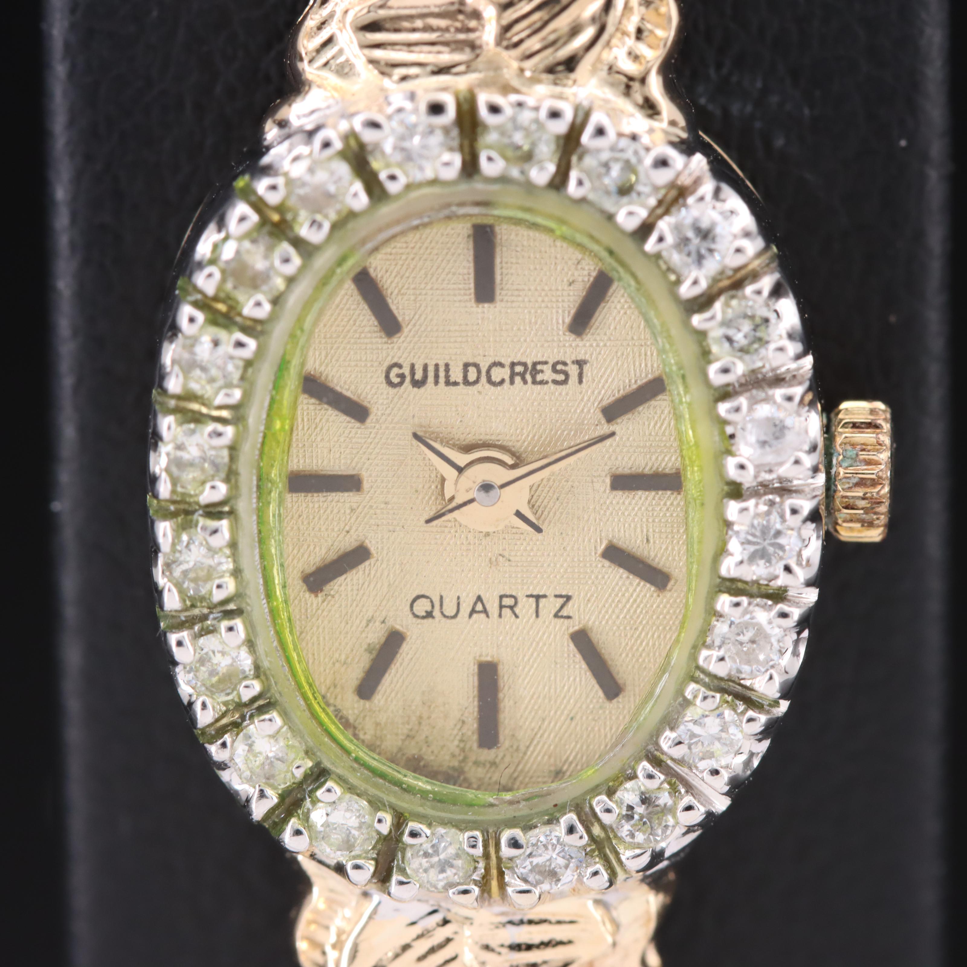 14K Guildcrest Nugget Style Diamond Watch
