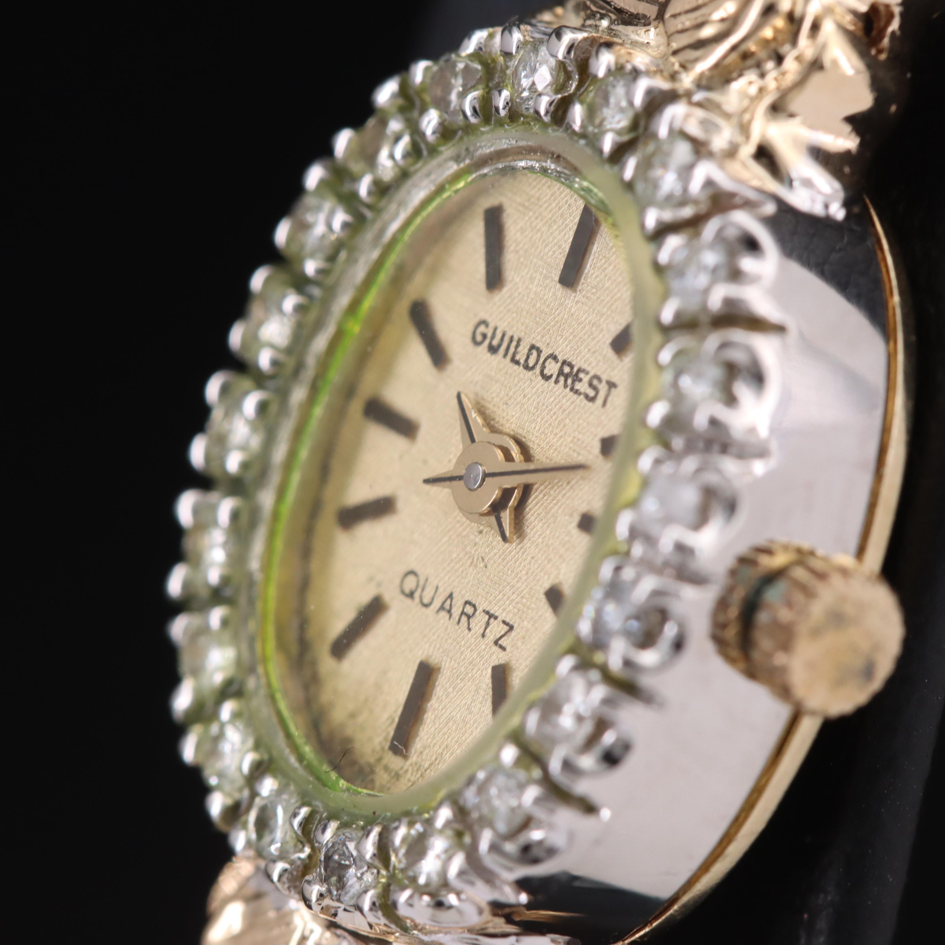 14K Guildcrest Nugget Style Diamond Watch