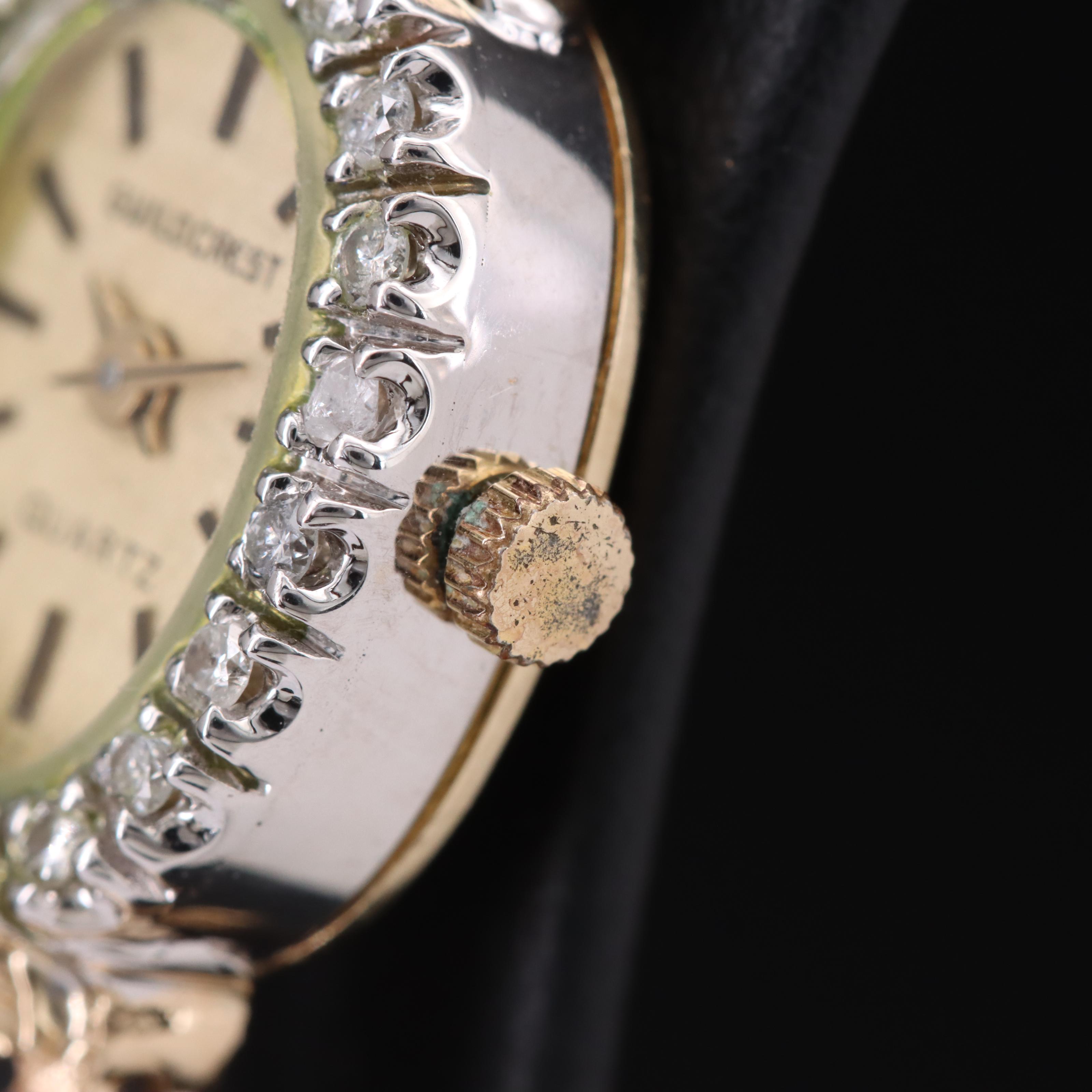 14K Guildcrest Nugget Style Diamond Watch
