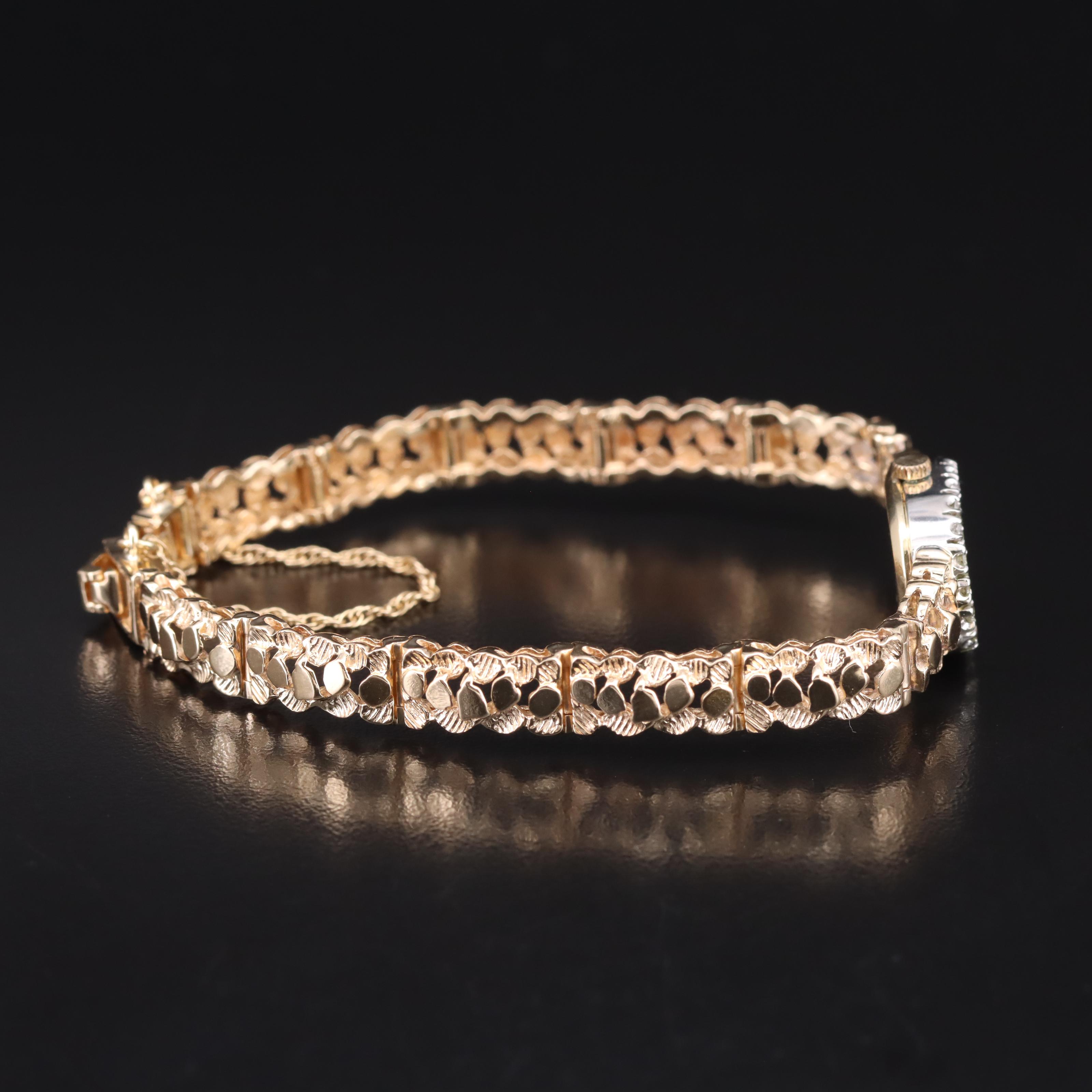 14K Guildcrest Nugget Style Diamond Watch