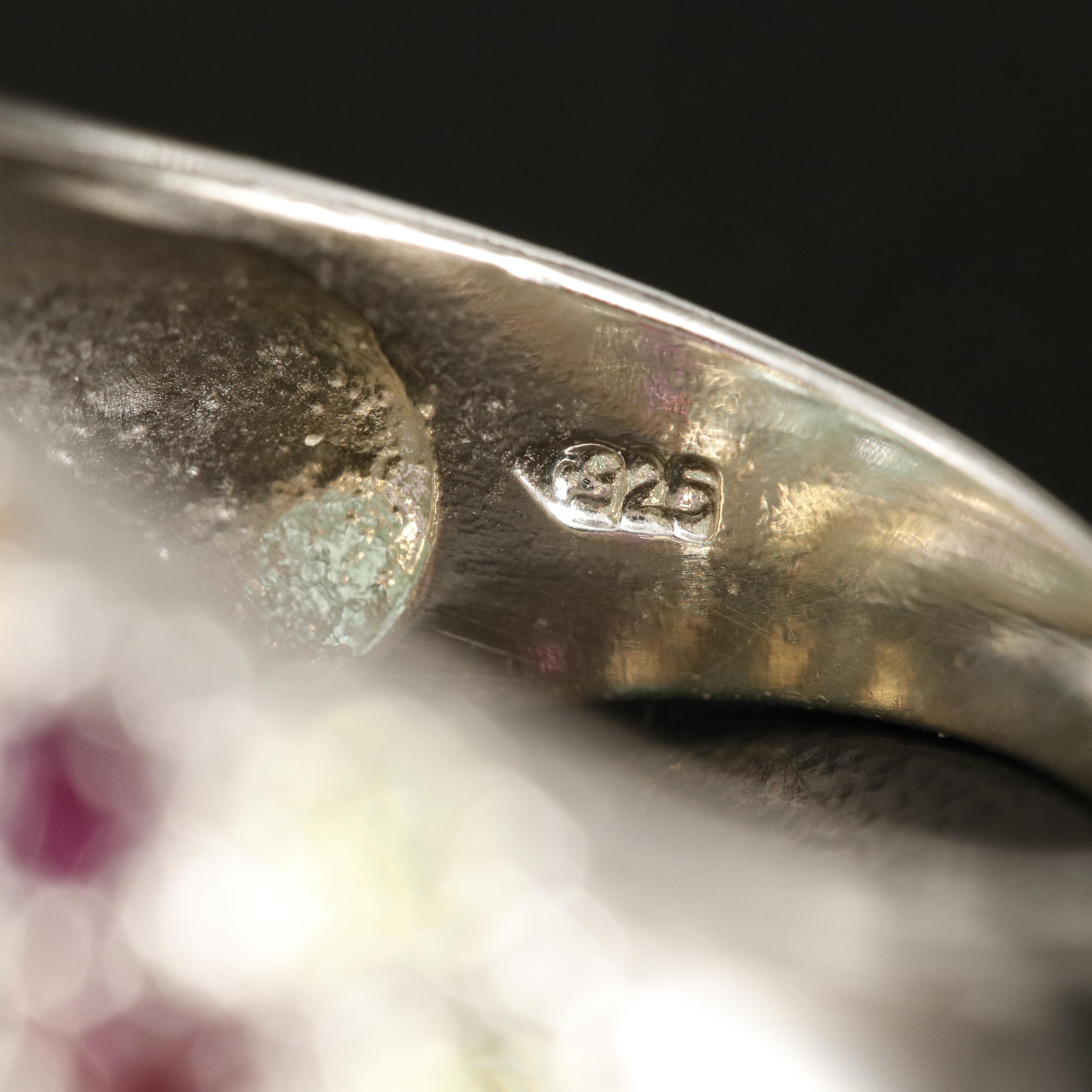 Sterling Ring Including Emerald, Citrine and Rhodolite Garnet