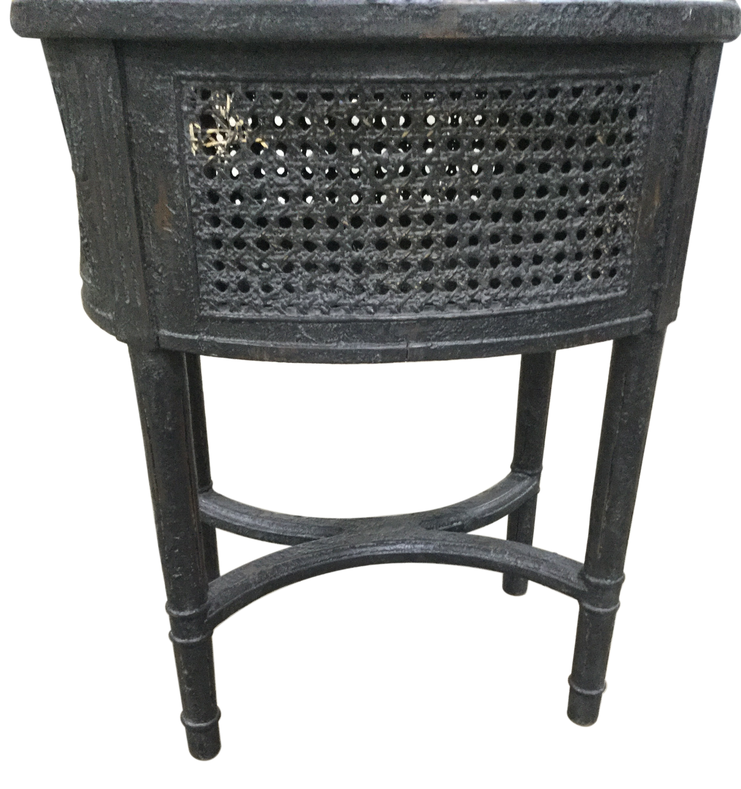 Arhaus Furniture Louis XVI Style Ebonized and Caned Side Table