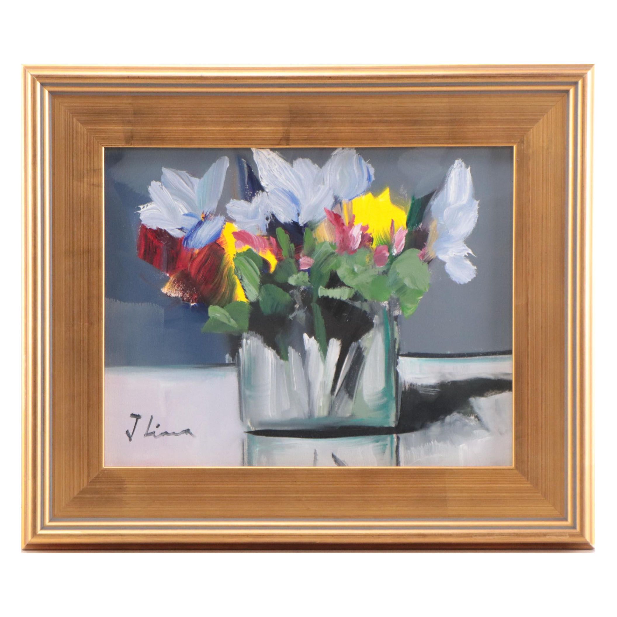 José M. Lima Floral Still Life Oil Painting, 2021
