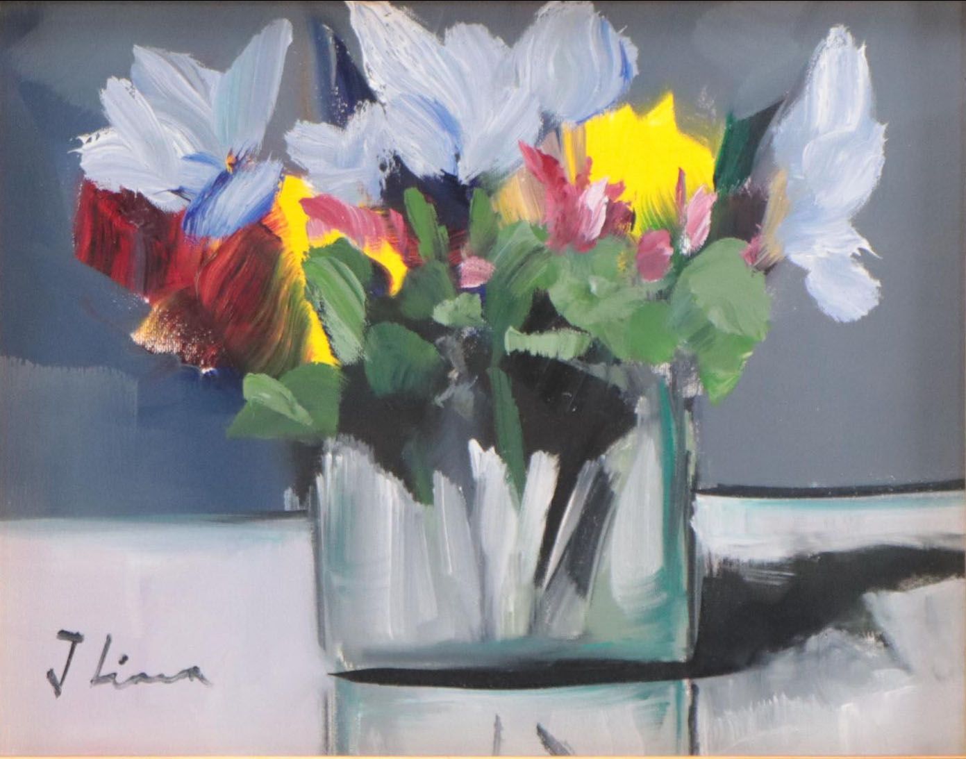 José M. Lima Floral Still Life Oil Painting, 2021