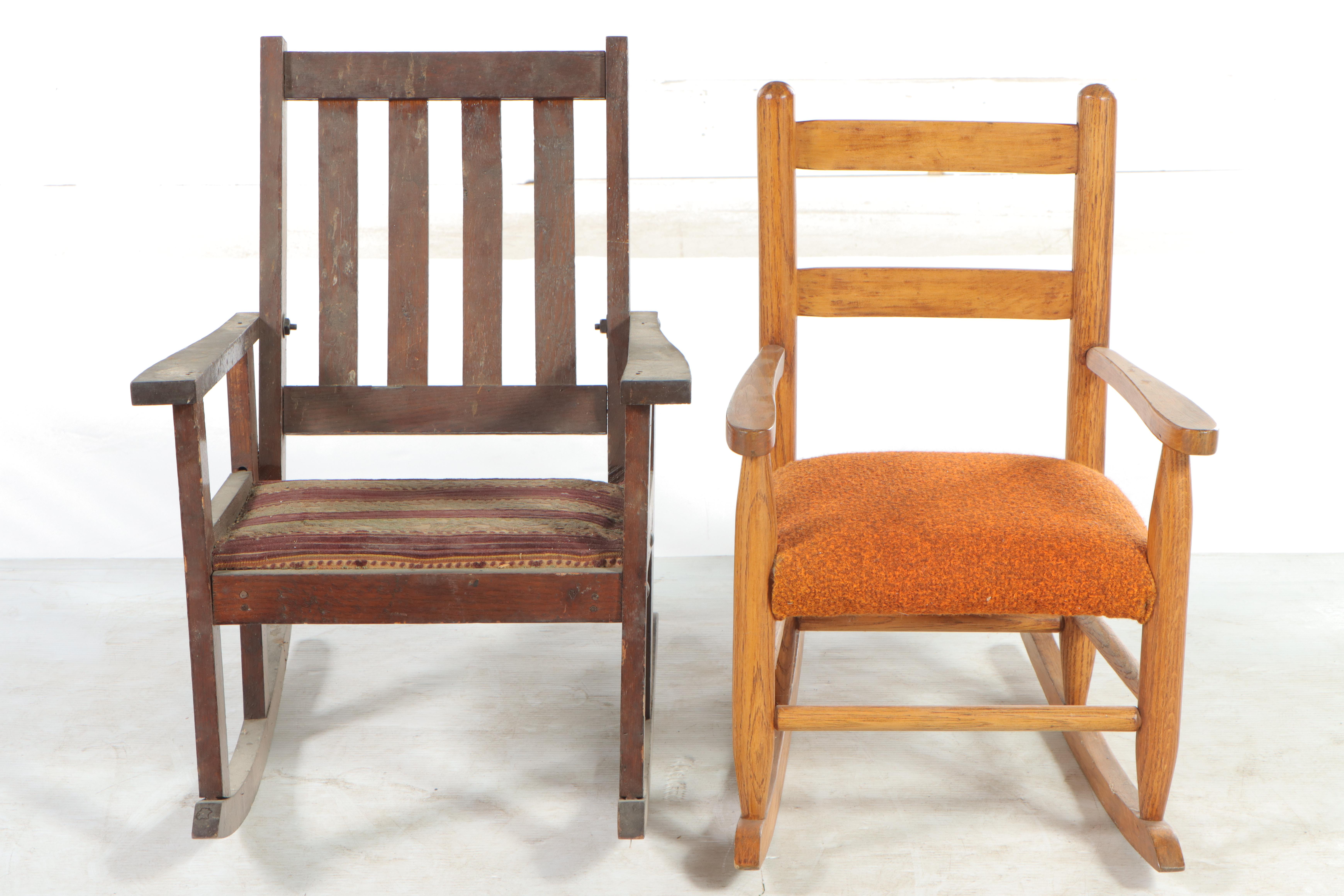 Two Oak Child's Rockers, Incl. Arts and Crafts Example