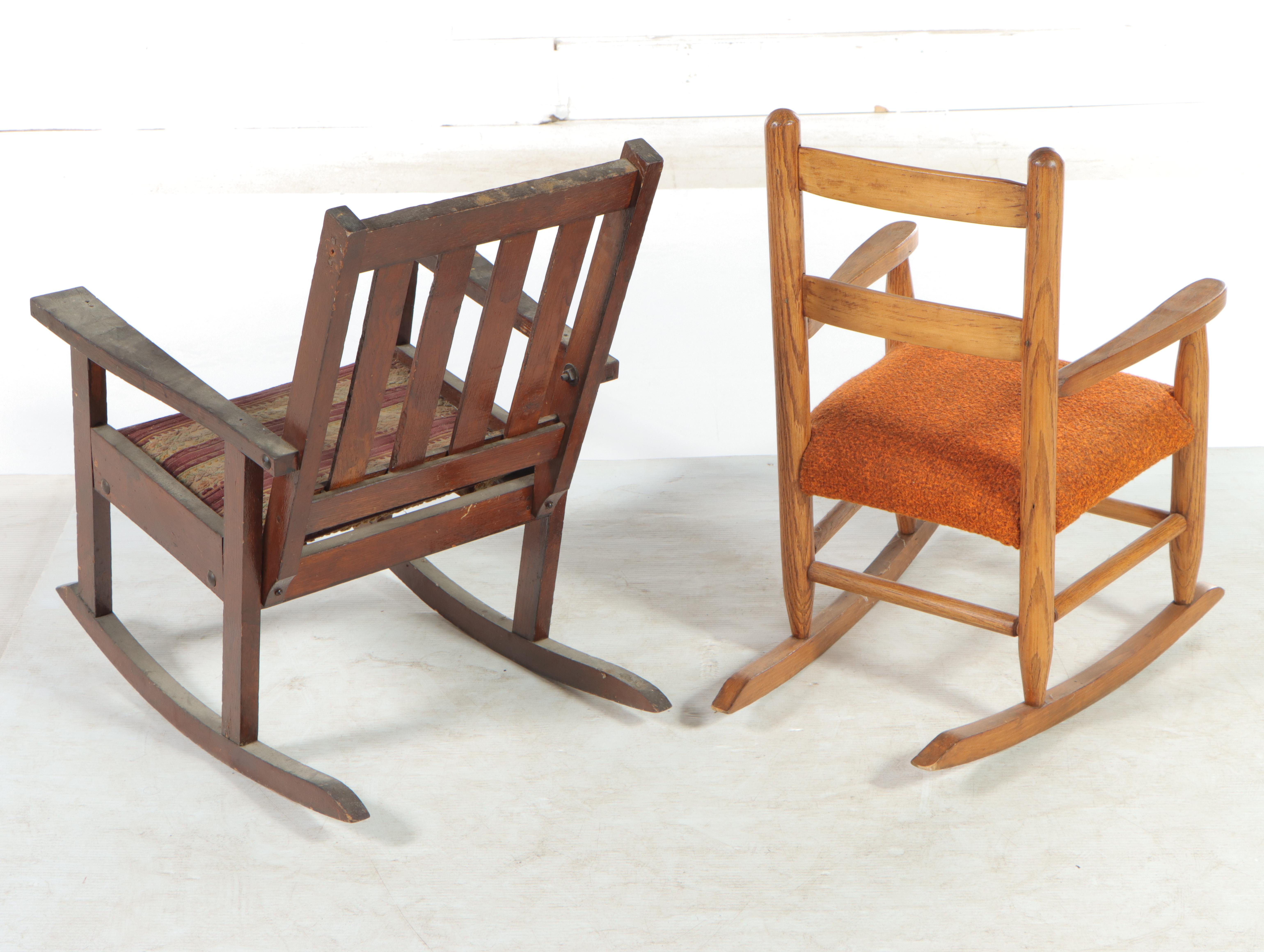 Two Oak Child's Rockers, Incl. Arts and Crafts Example