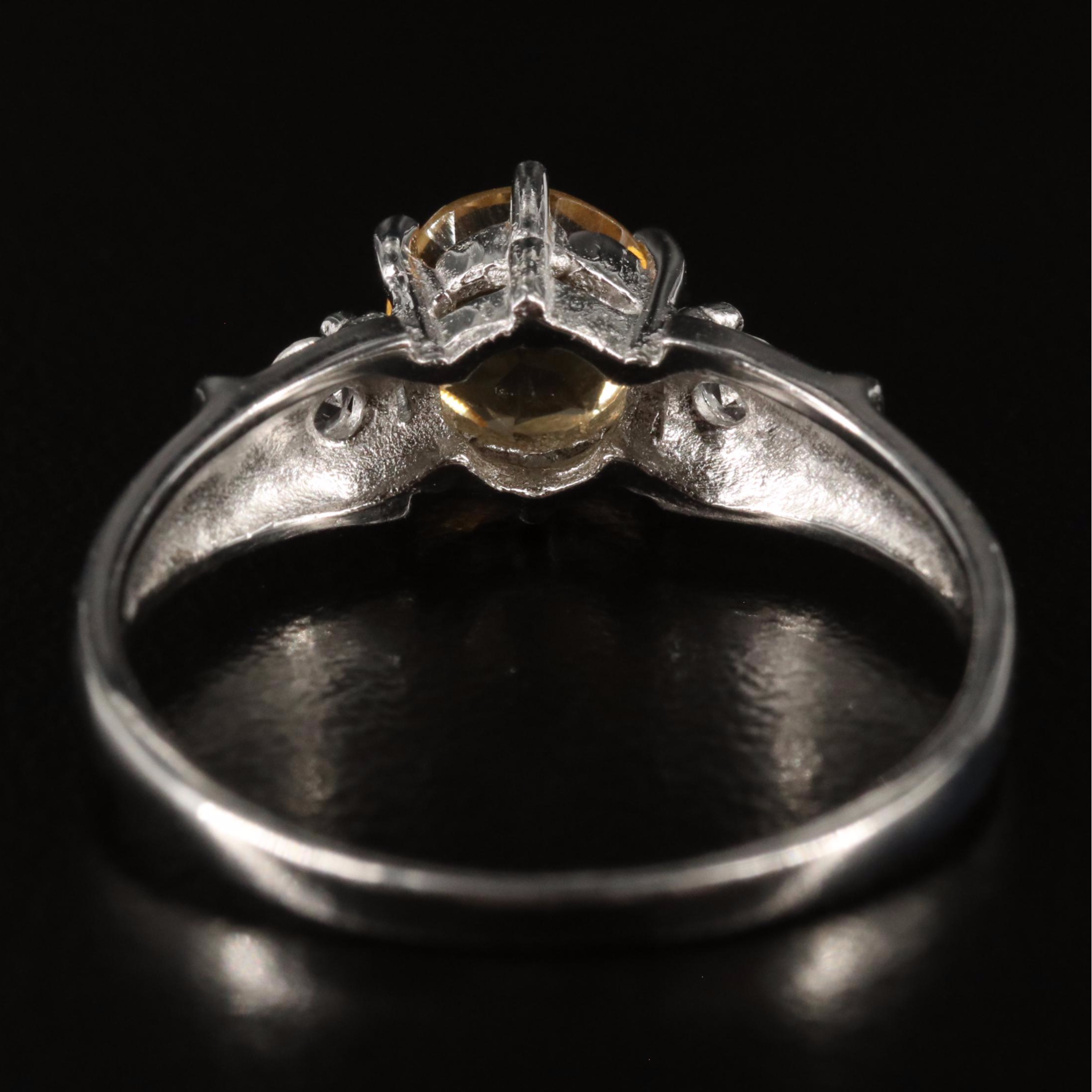 Sterling Citrine and White Topaz Three Stone Ring