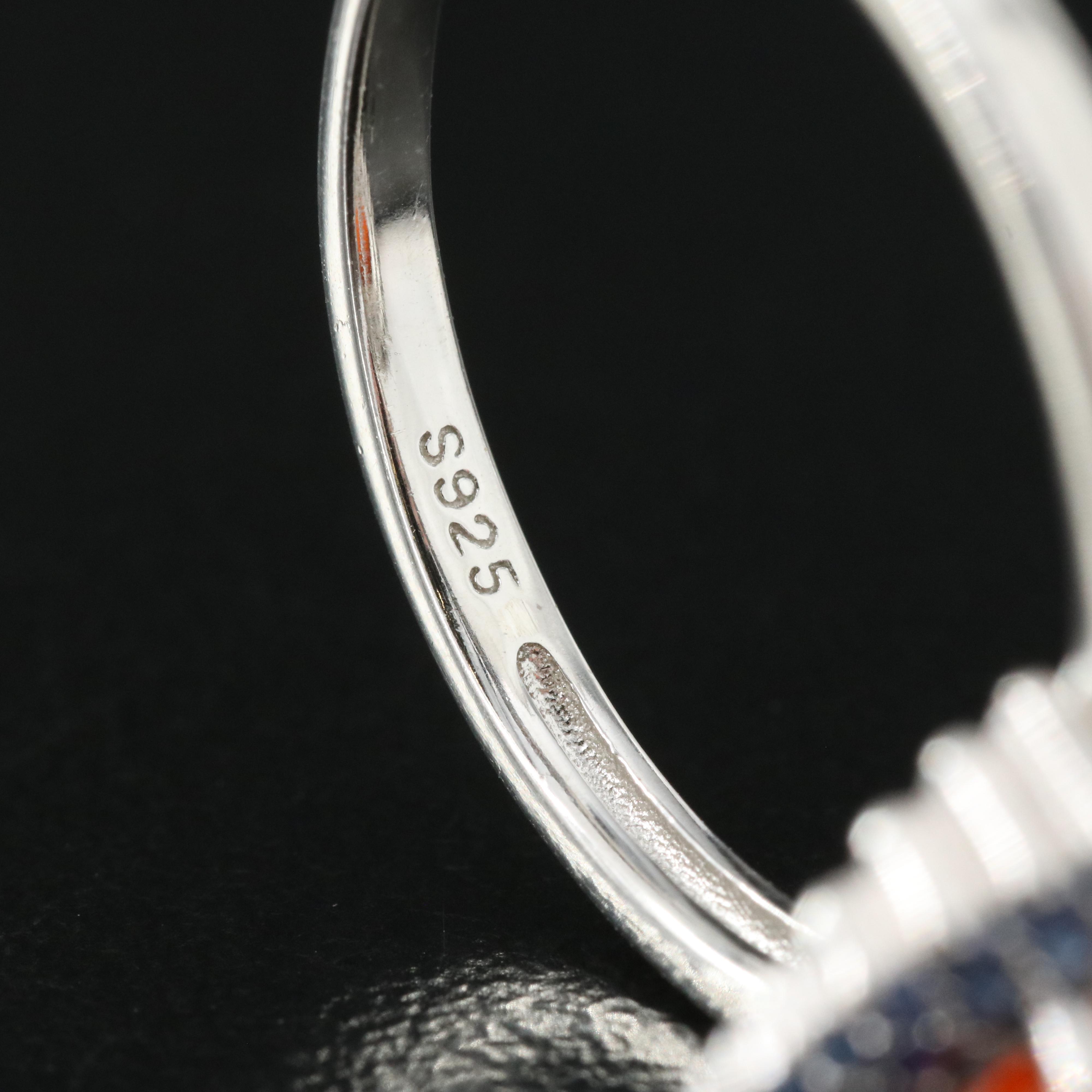 Sterling Opal and Sapphire Ring