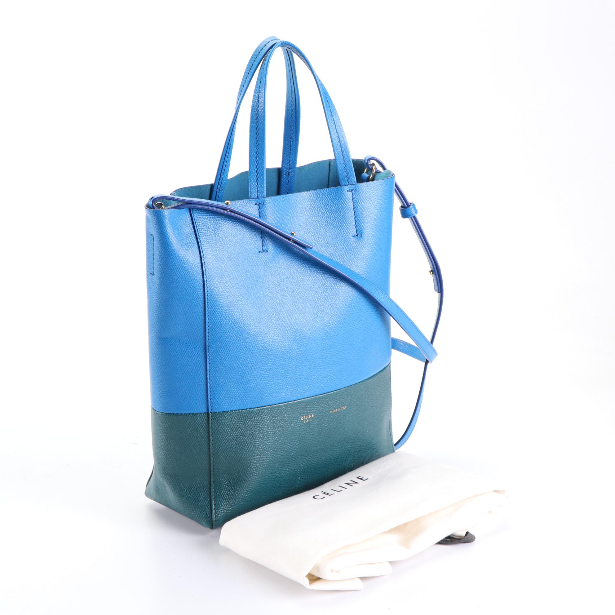 Céline Vertical Small Cabas Two-Way Tote Bag in Bicolor Grained Calfskin Leather