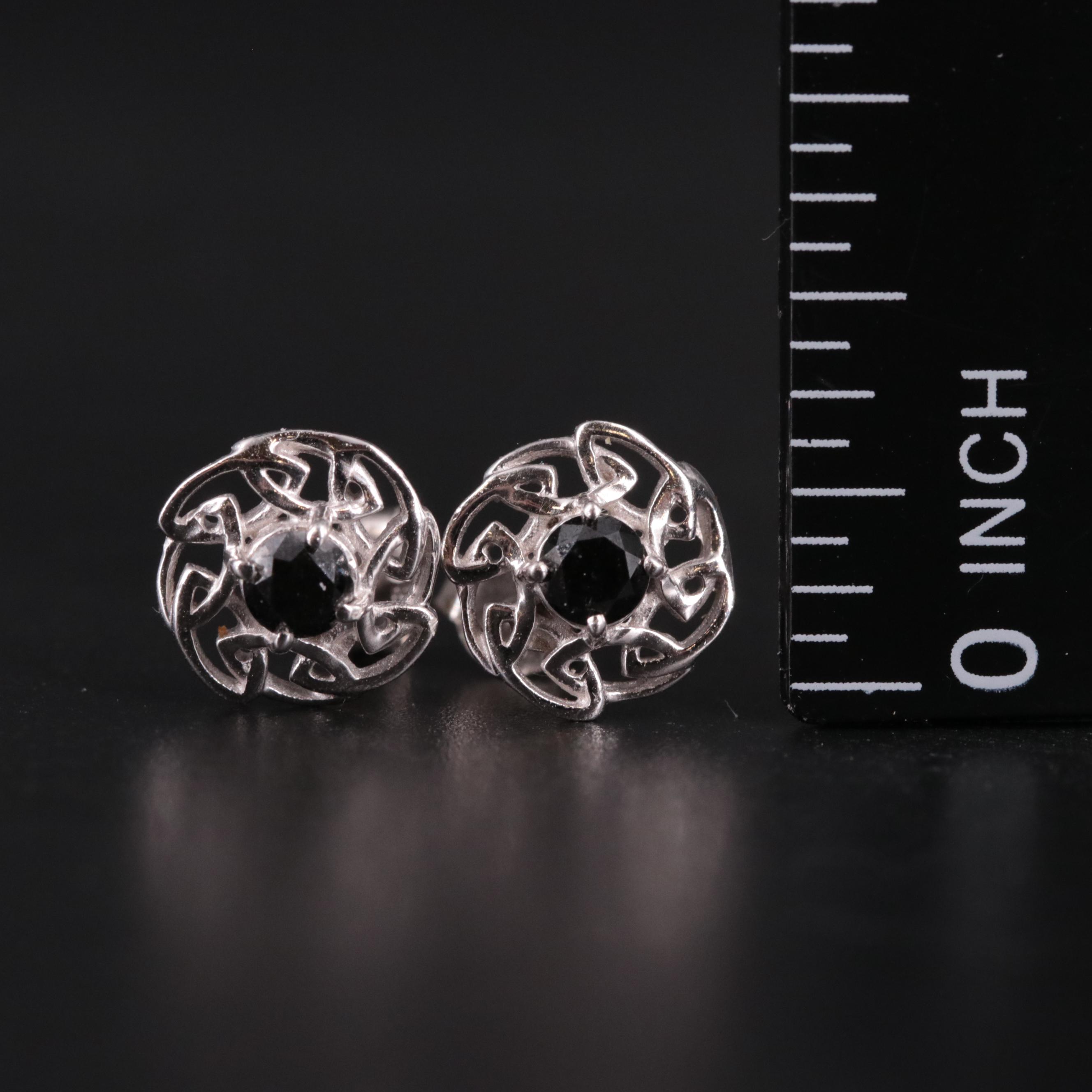 Sterling Silver Black Diamond Earrings