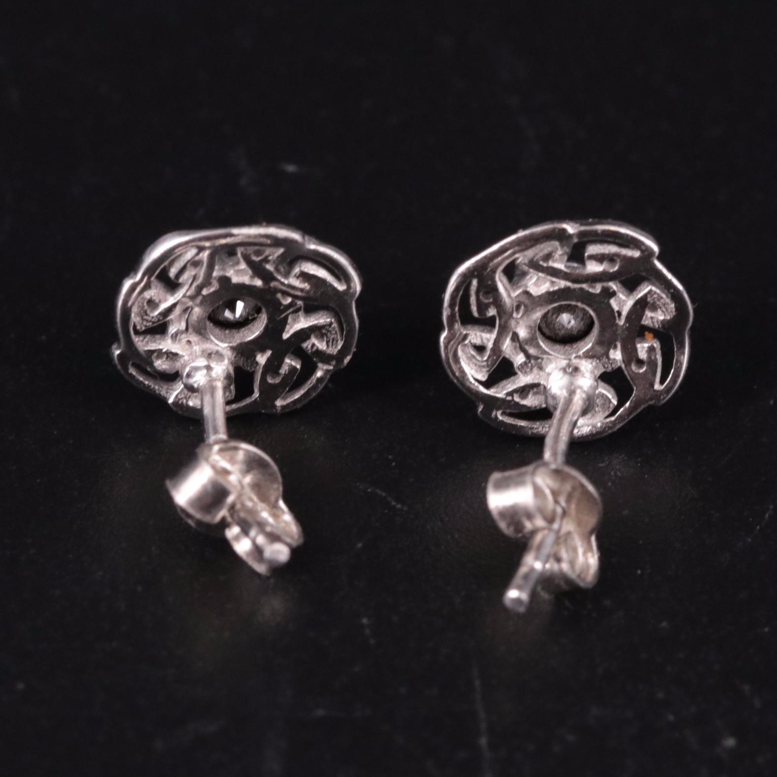 Sterling Silver Black Diamond Earrings