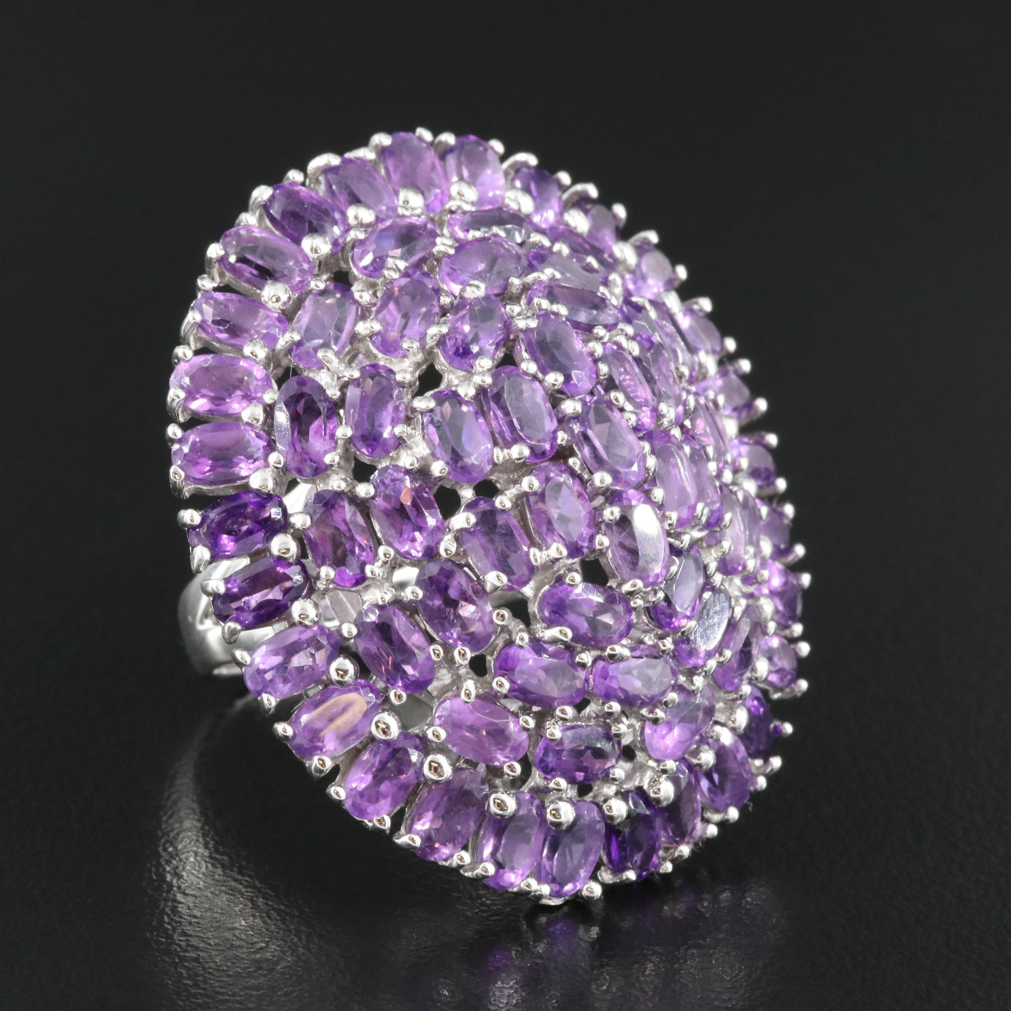 Sterling Amethyst Cluster Ring