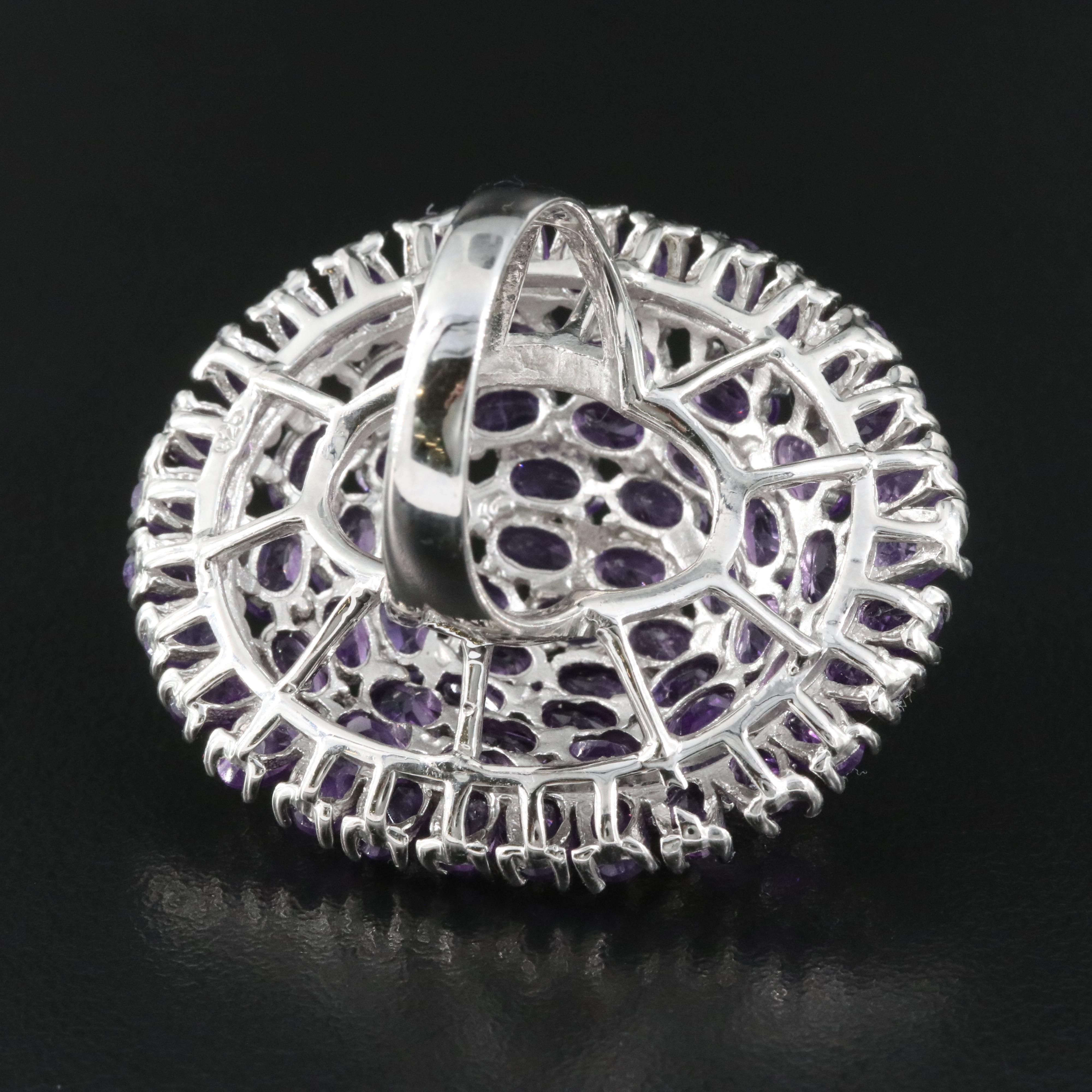 Sterling Amethyst Cluster Ring