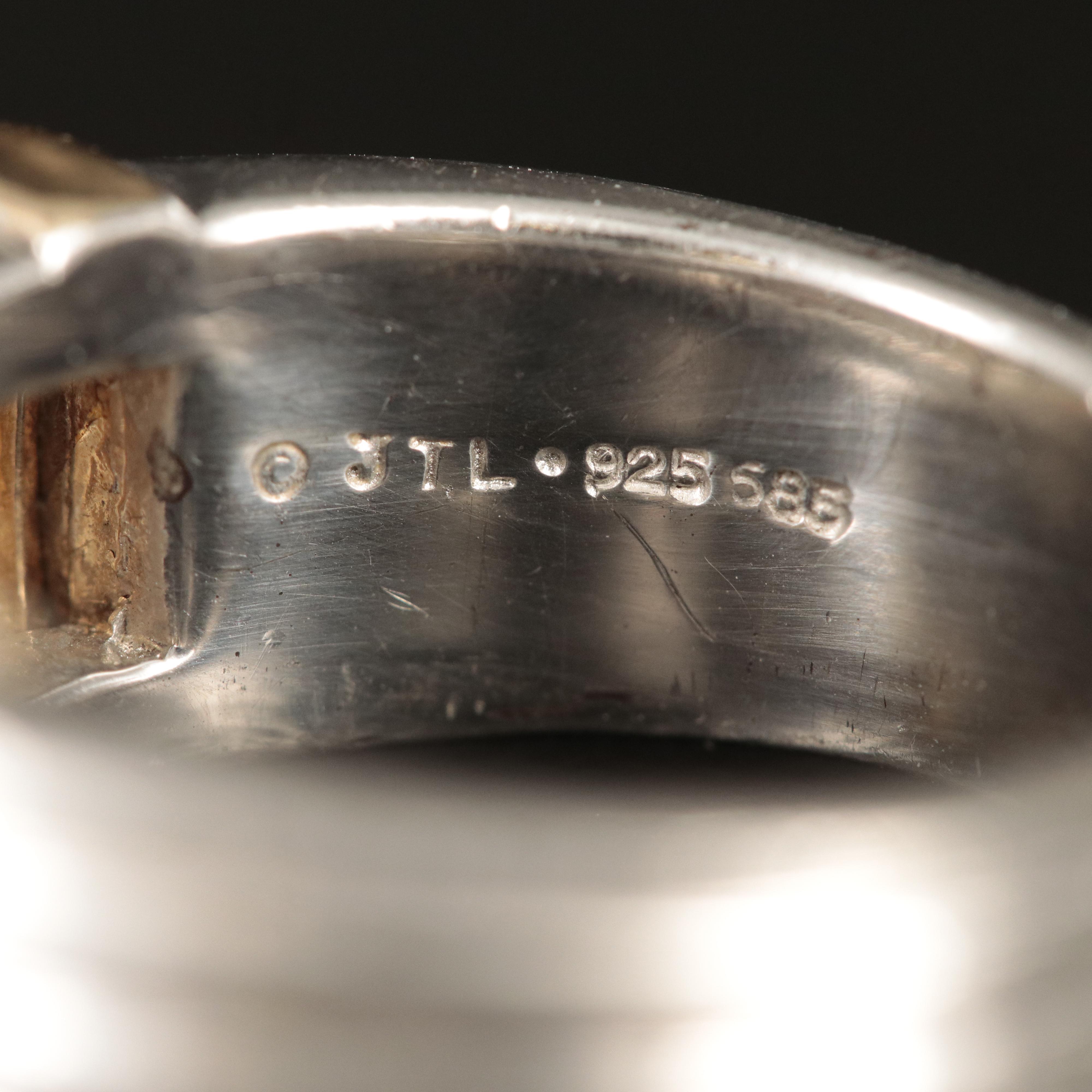 Sterling Diamond Fluted Ring with 14K Accents