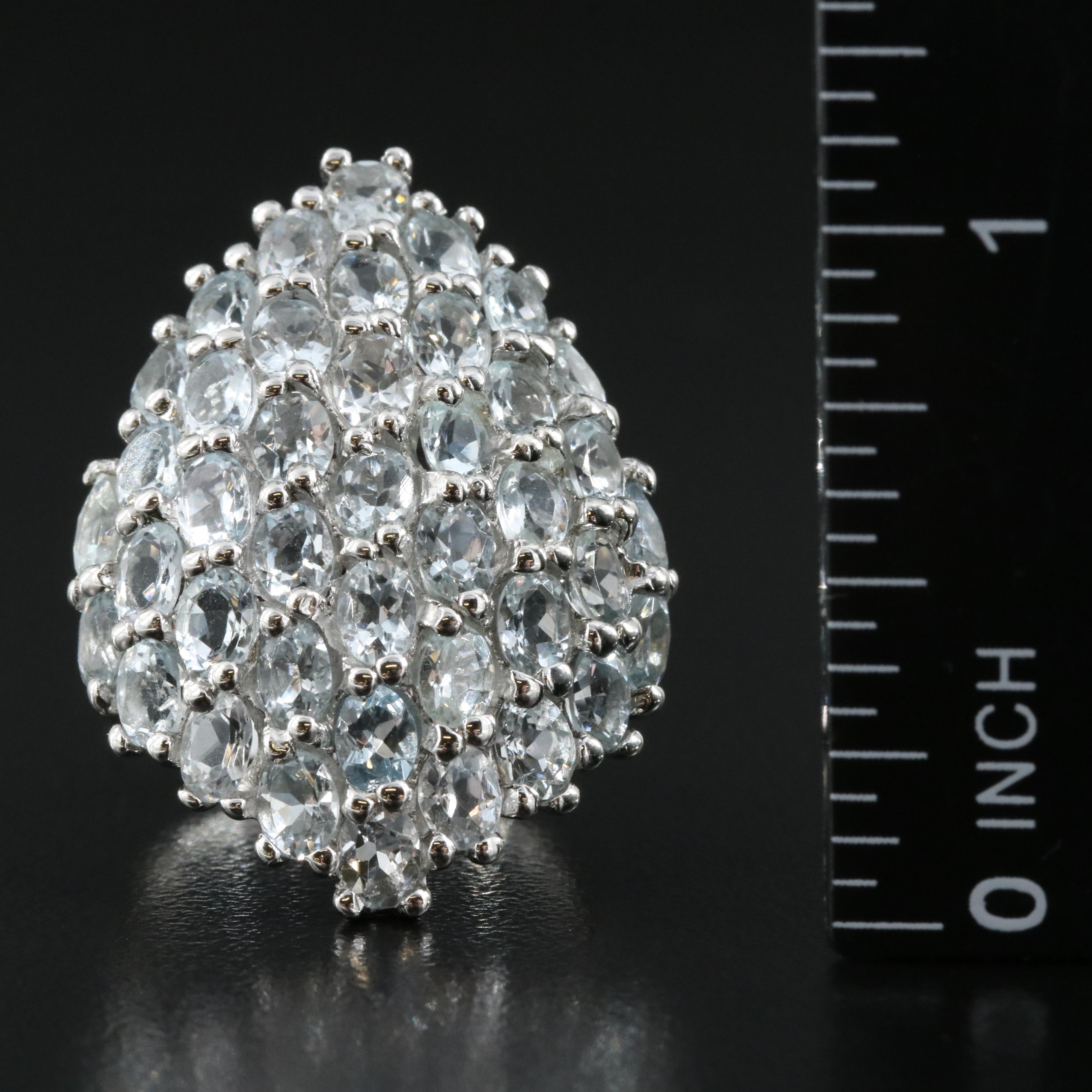 Sterling Aquamarine Cluster Ring