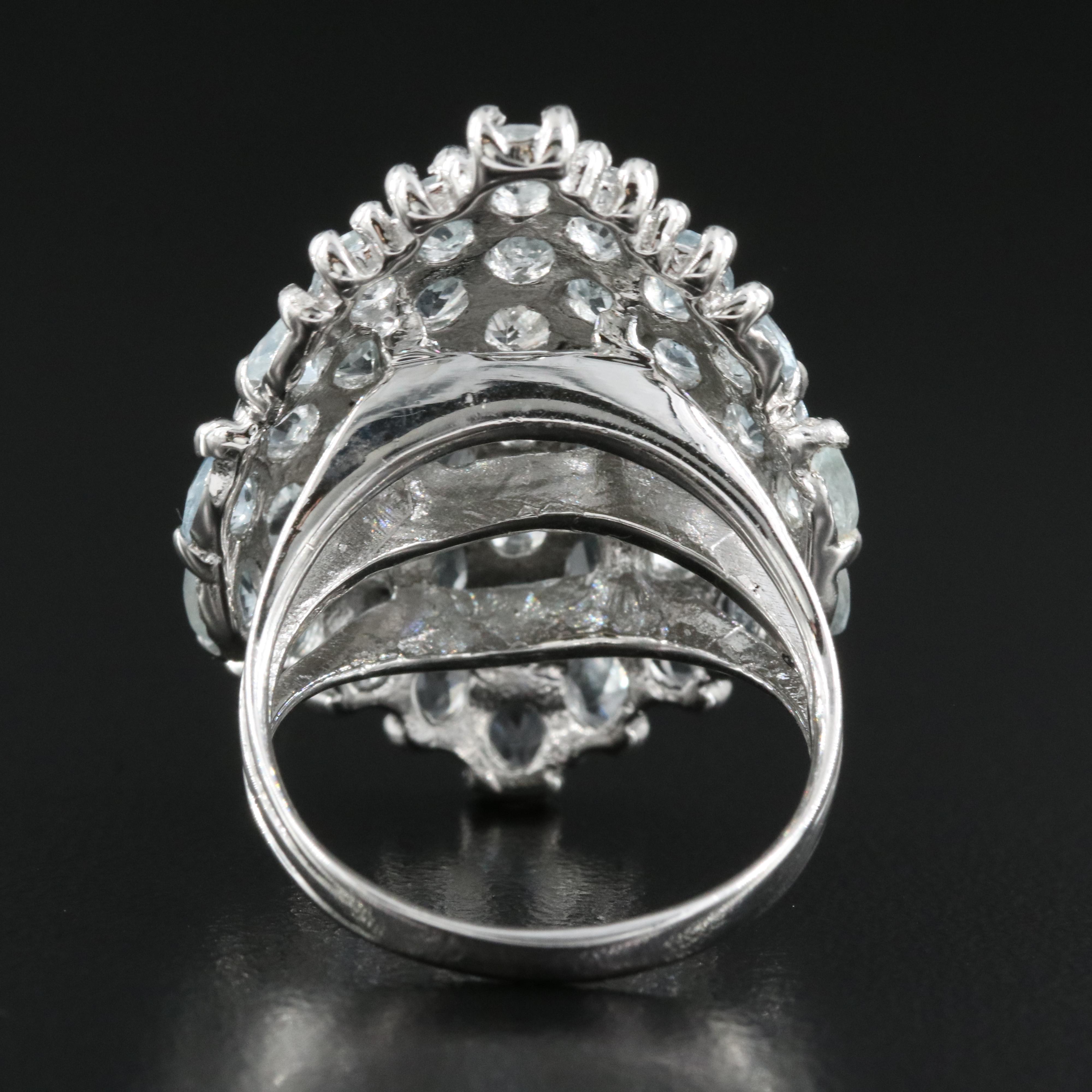 Sterling Aquamarine Cluster Ring