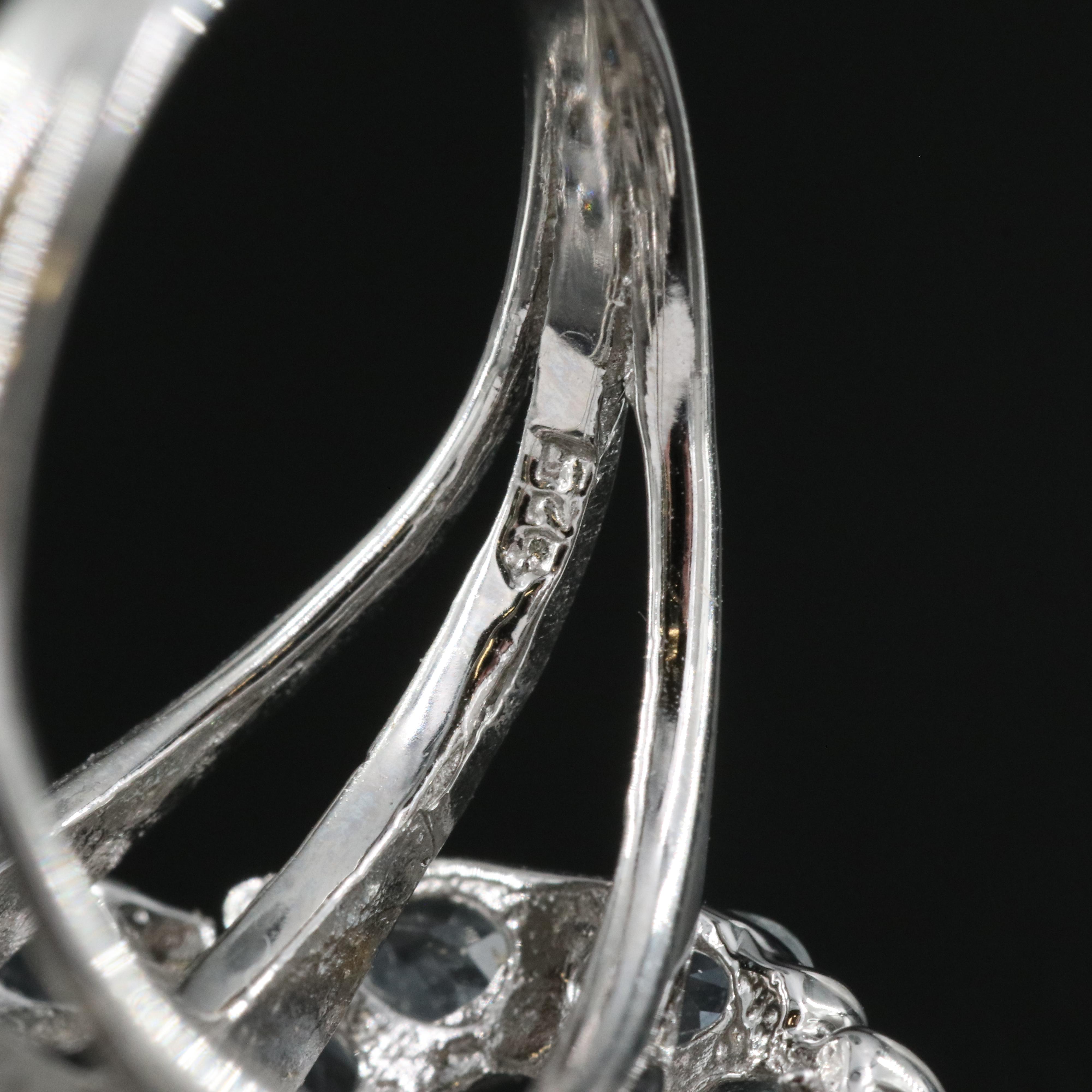 Sterling Aquamarine Cluster Ring