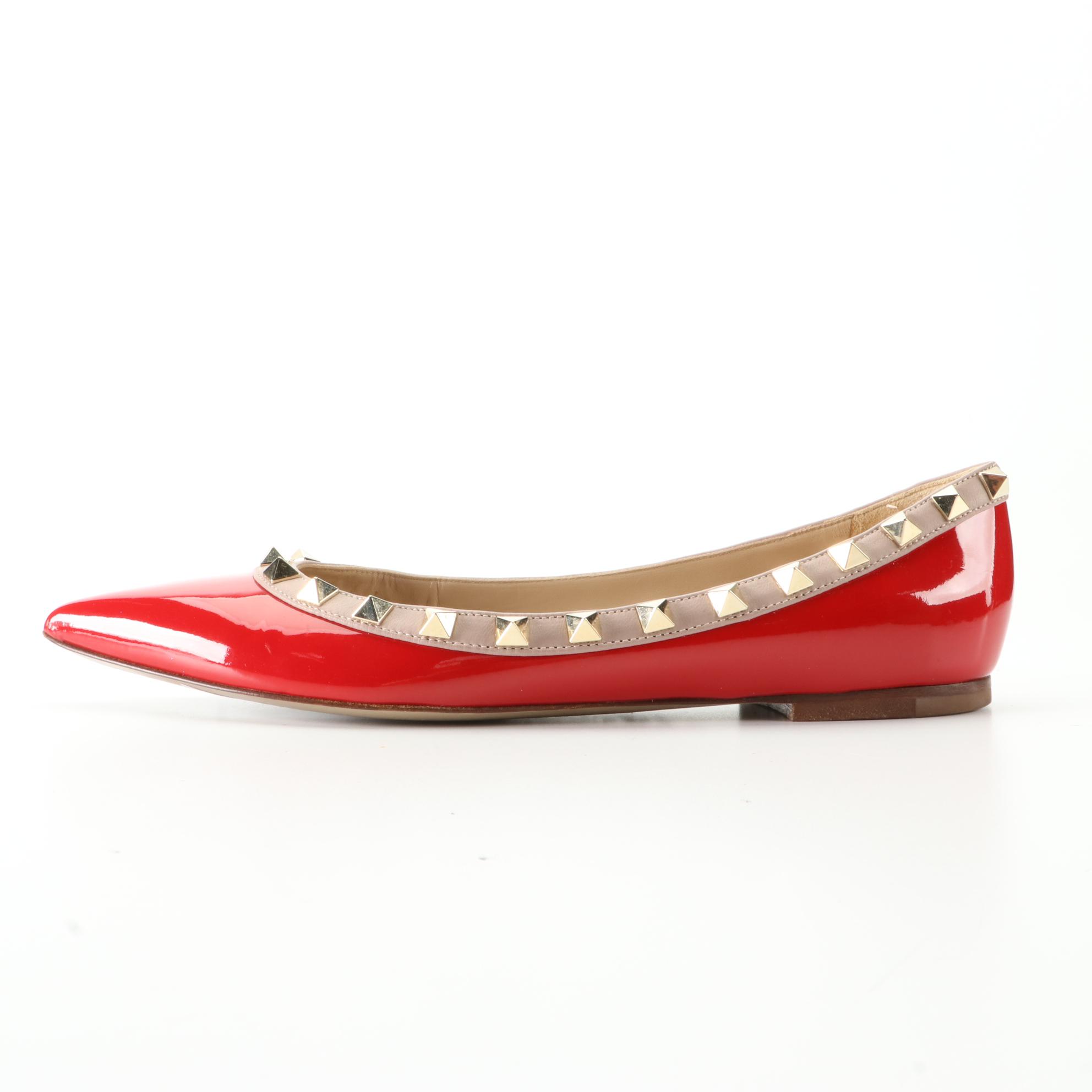 Valentino Garavani Rockstud Ballet Flats in Patent Leather