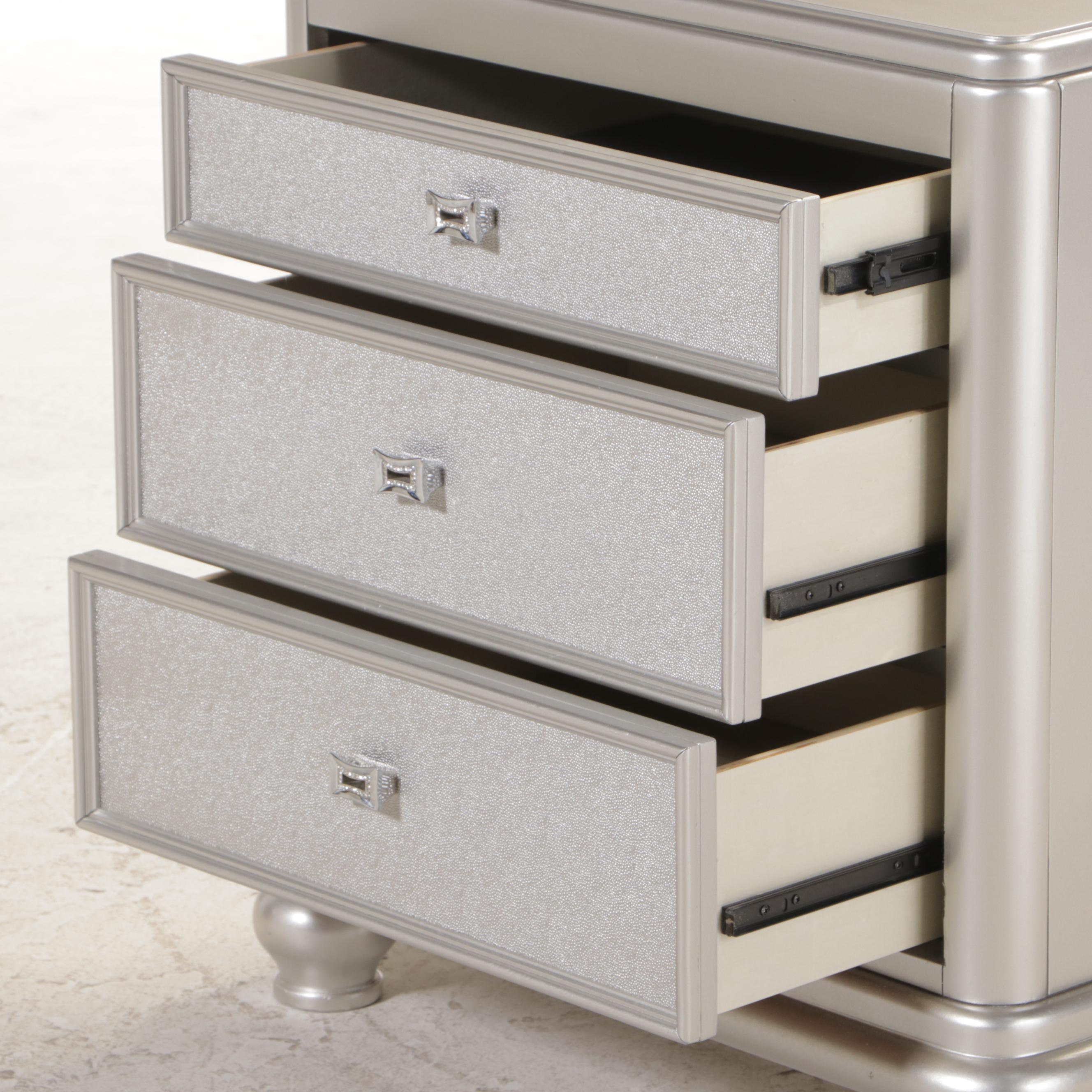 Ashley Furniture Silver-Gilt Three-Drawer Nightstand