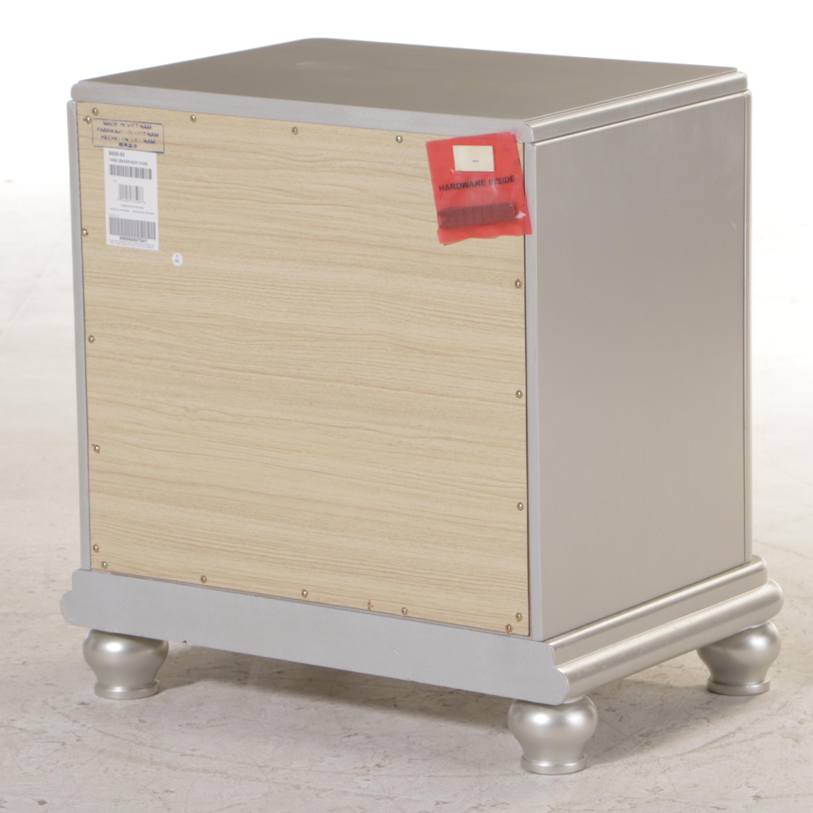 Ashley Furniture Silver-Gilt Three-Drawer Nightstand