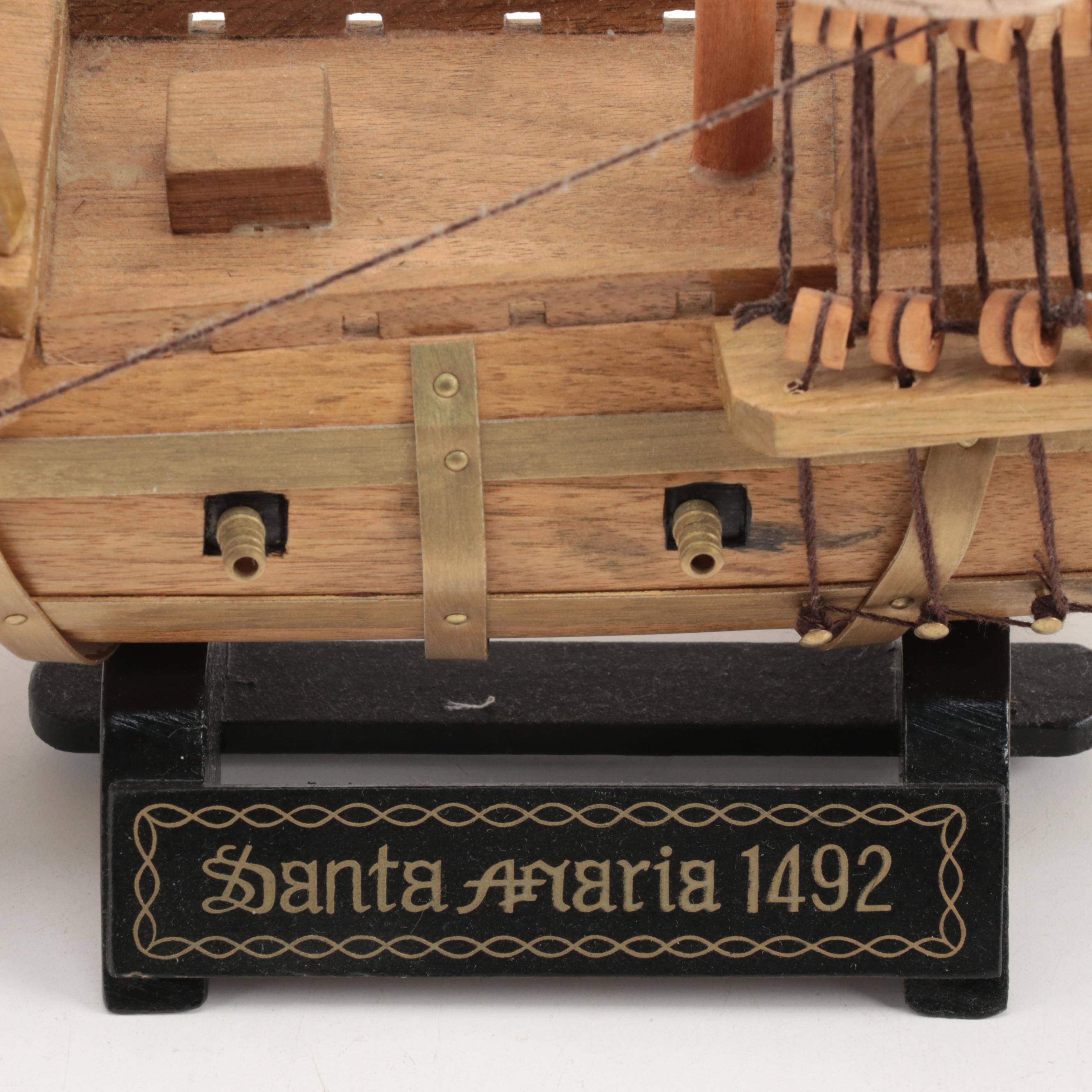 Santa Maria Wooden Ship Model and Avon Christopher Columbus Voyage Stein