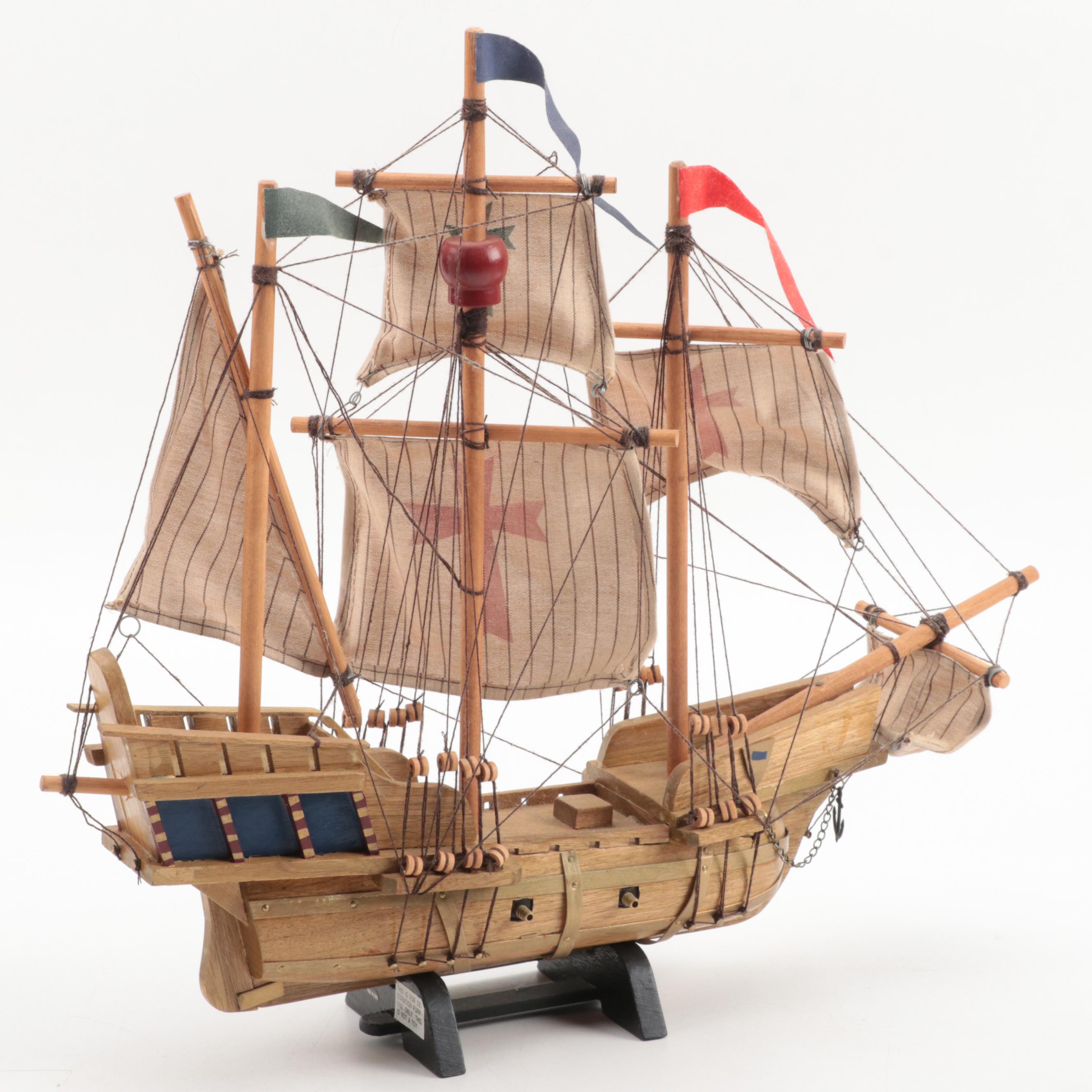 Santa Maria Wooden Ship Model and Avon Christopher Columbus Voyage Stein