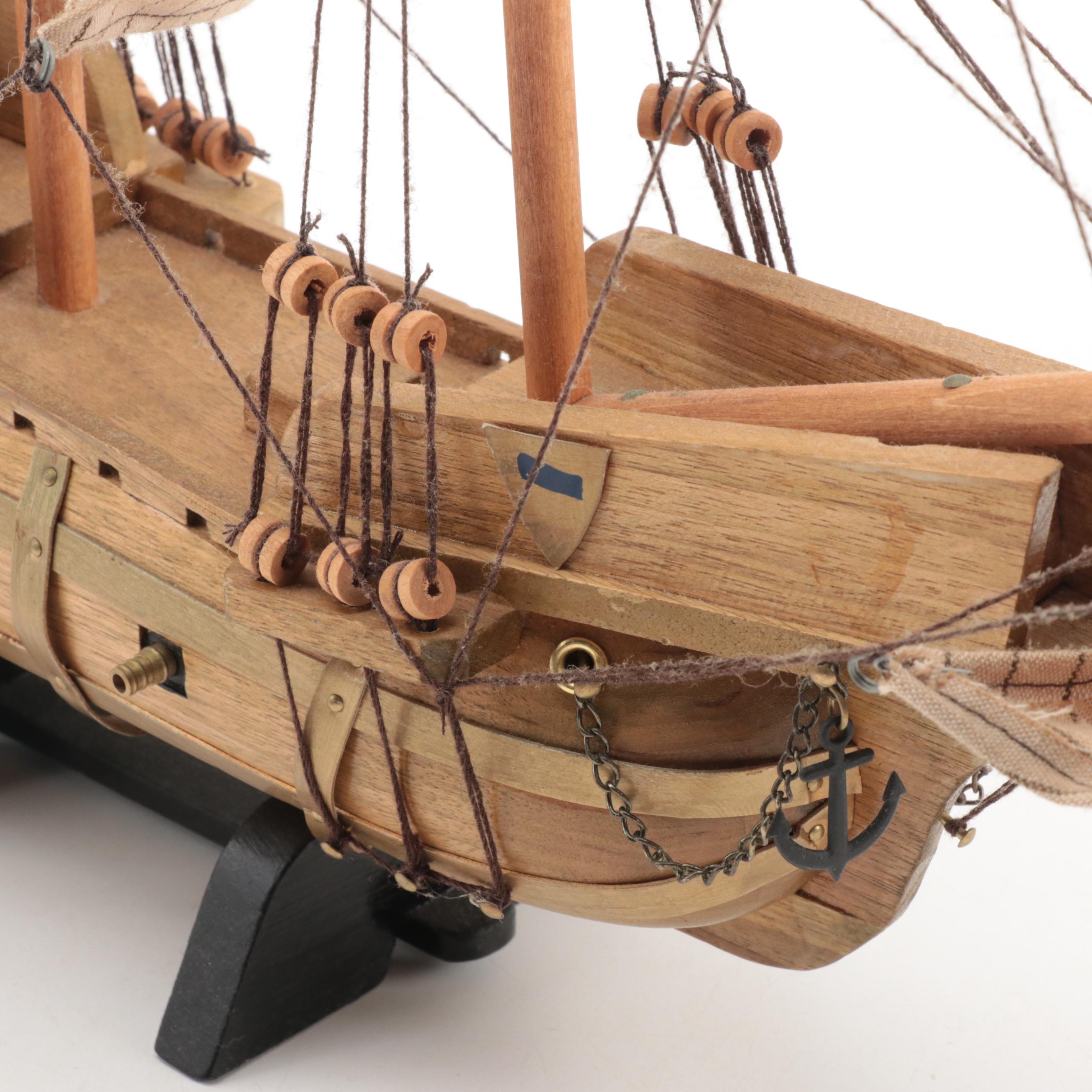 Santa Maria Wooden Ship Model and Avon Christopher Columbus Voyage Stein