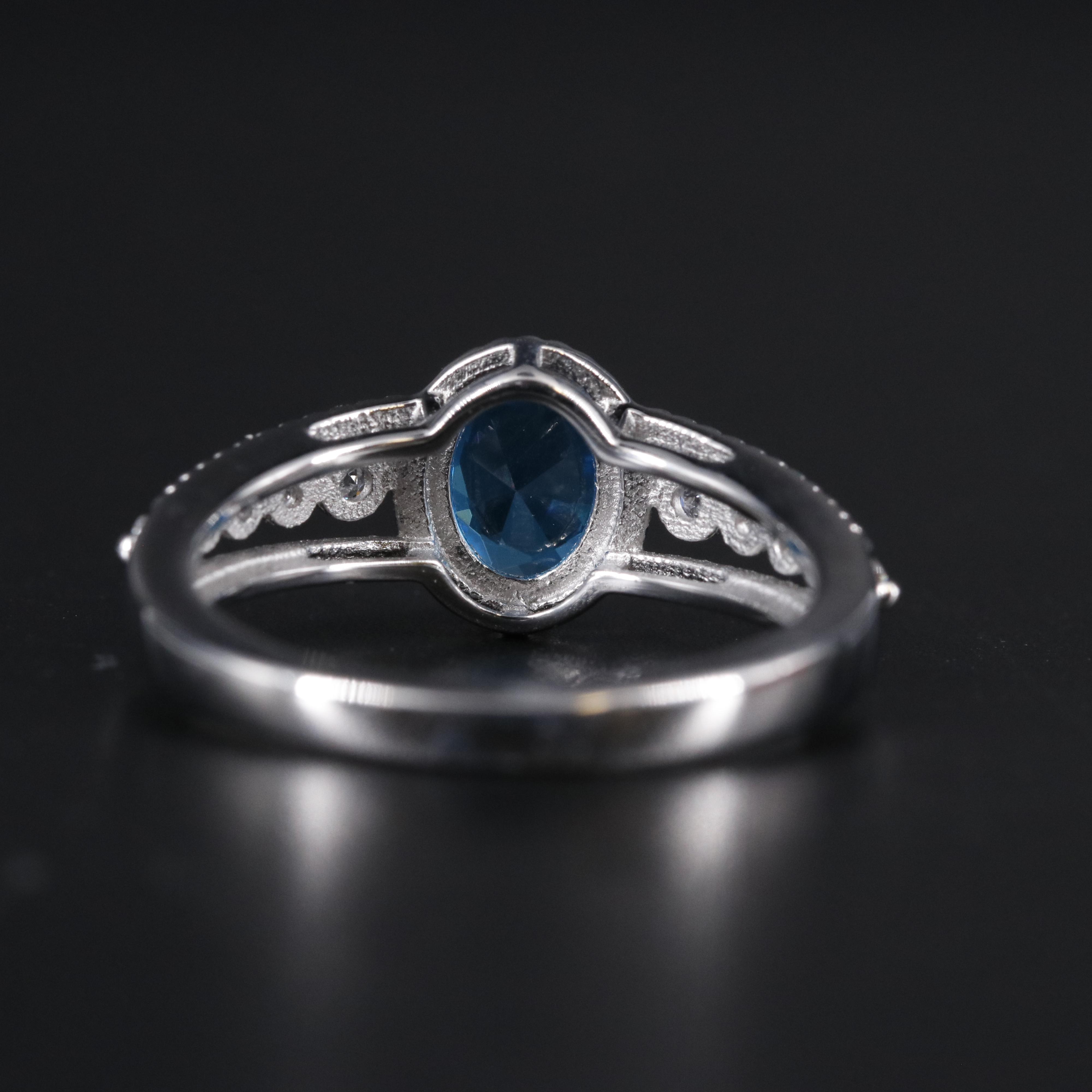 Sterling Silver Topaz and Cubic Zirconia Ring