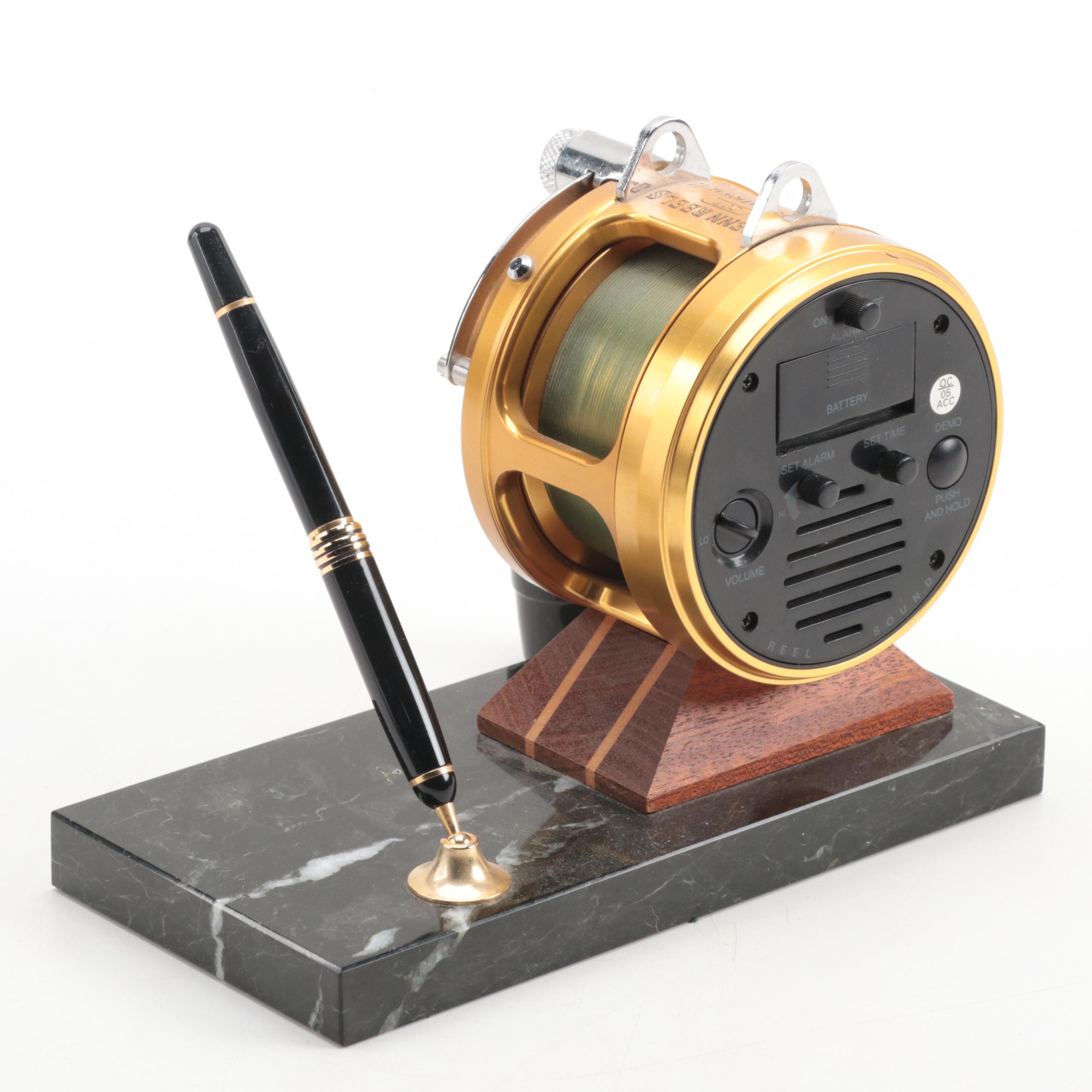Penn Reels International II "Reel Time" Fishing Reel Desk Clock with Pen Stand