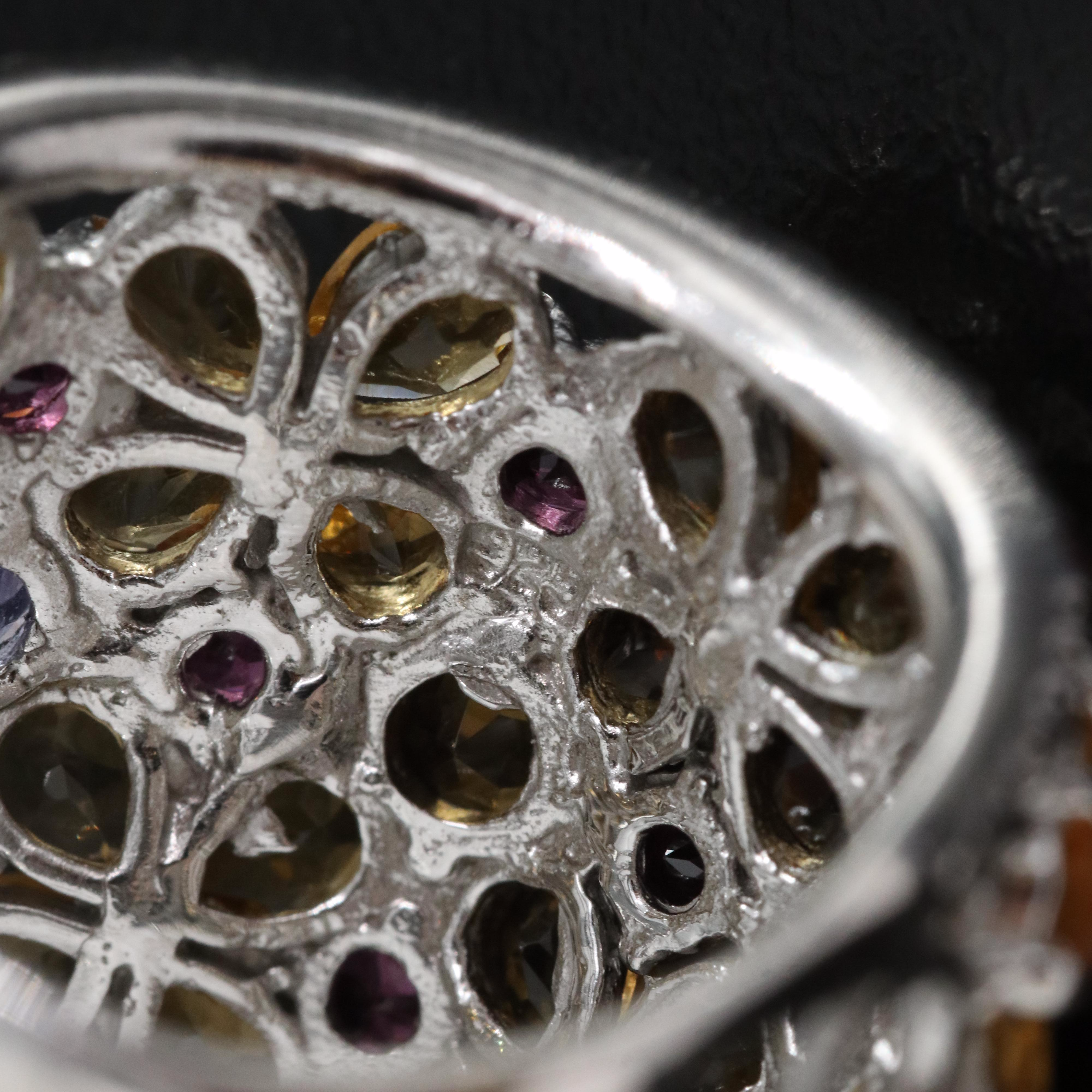 Sterling Citrine, Tanzanite and Garnet Flower Ring