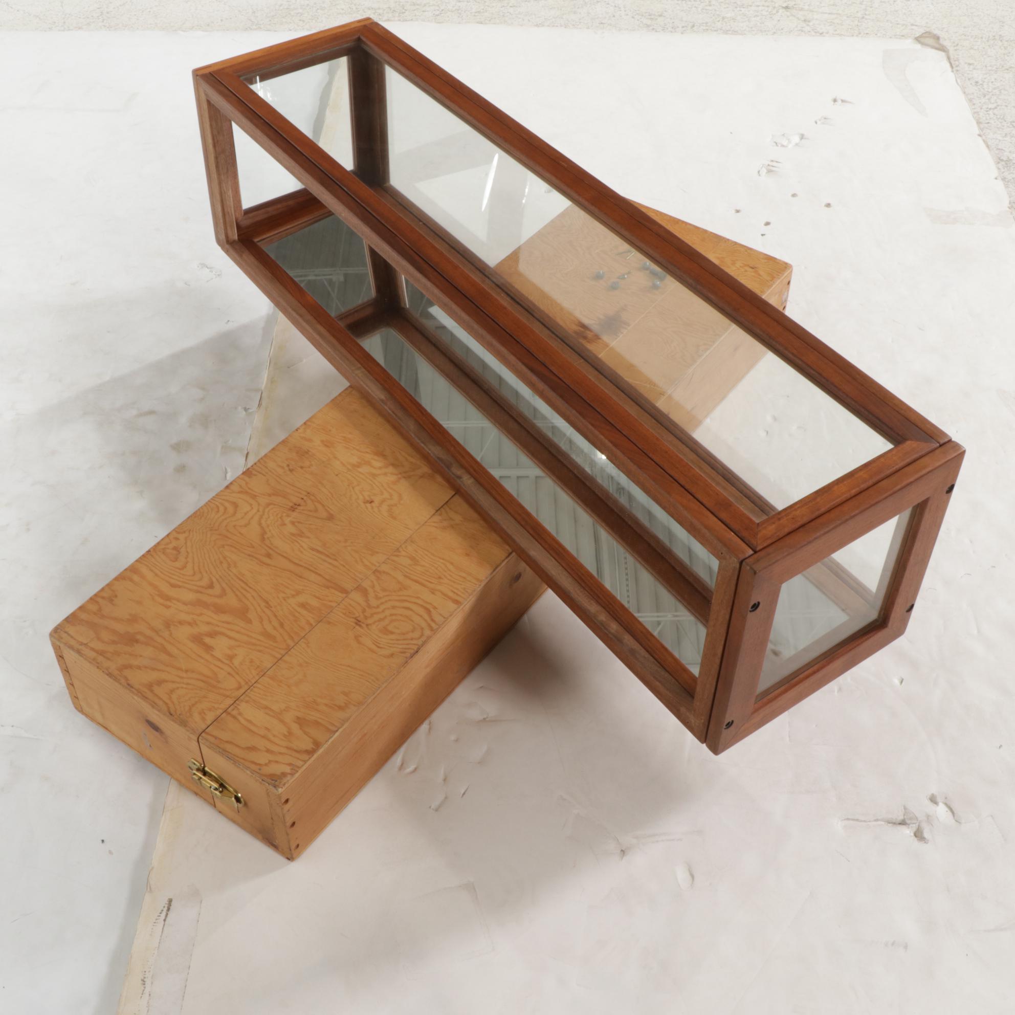 Contemporary Bench-Made Walnut and Glass Tabletop Display Case