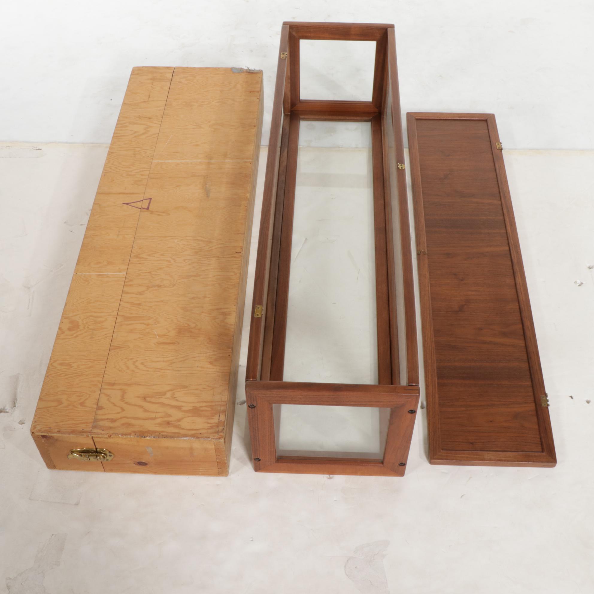 Contemporary Bench-Made Walnut and Glass Tabletop Display Case