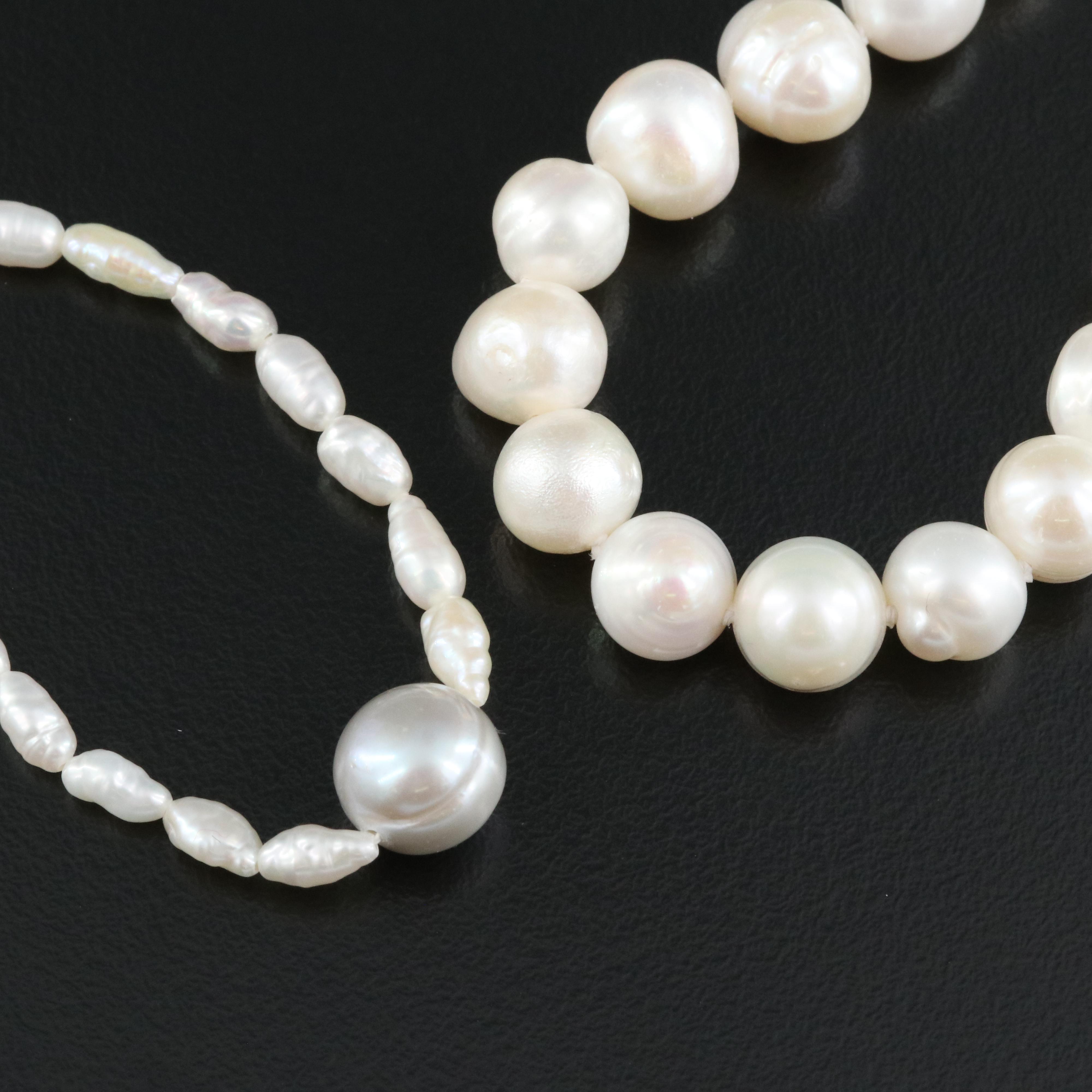 Pearl Rope Necklaces Including Sterling Clasp