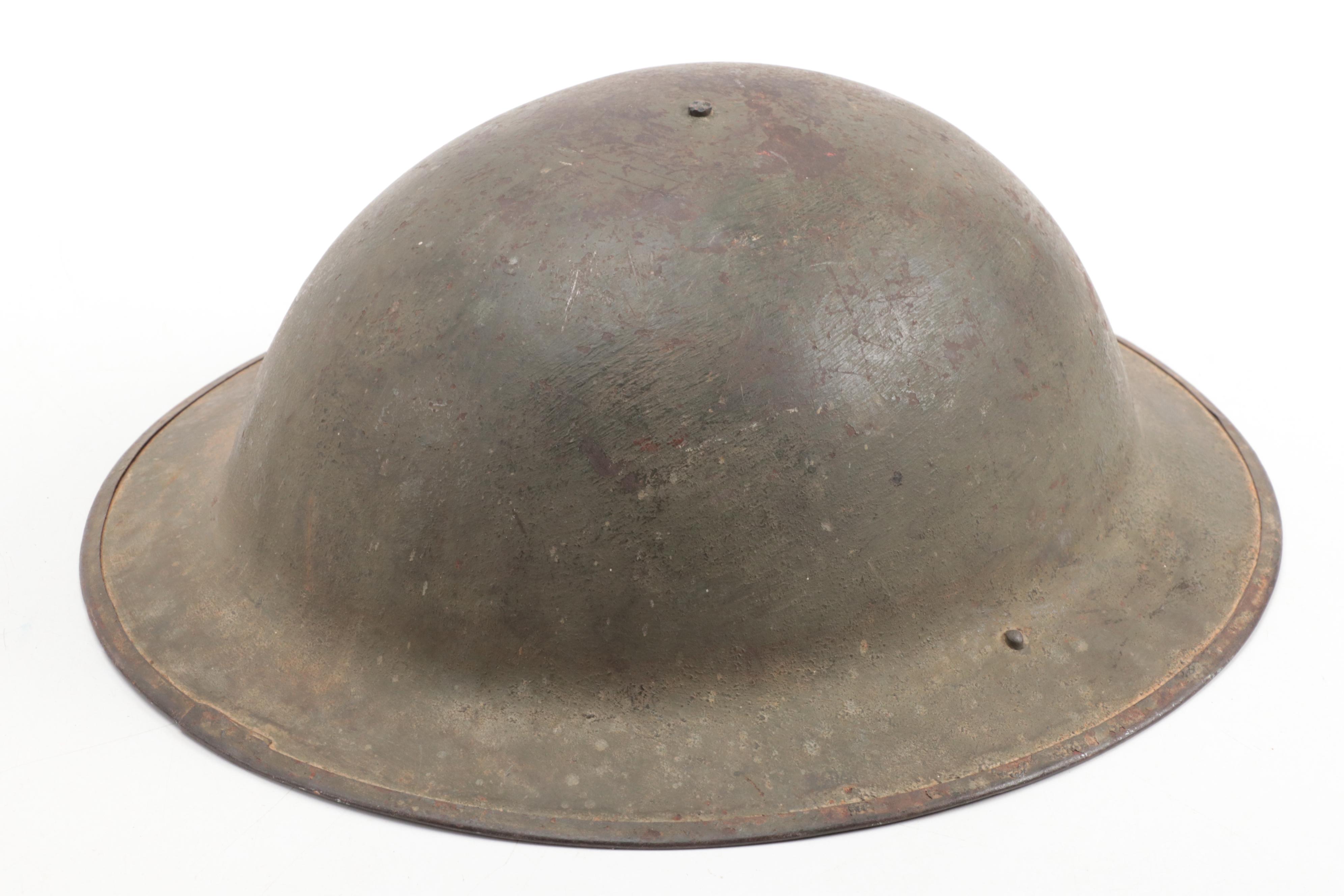 World War I and II Era Leg Gaiters, Brodie Helmet and Officer's Cap