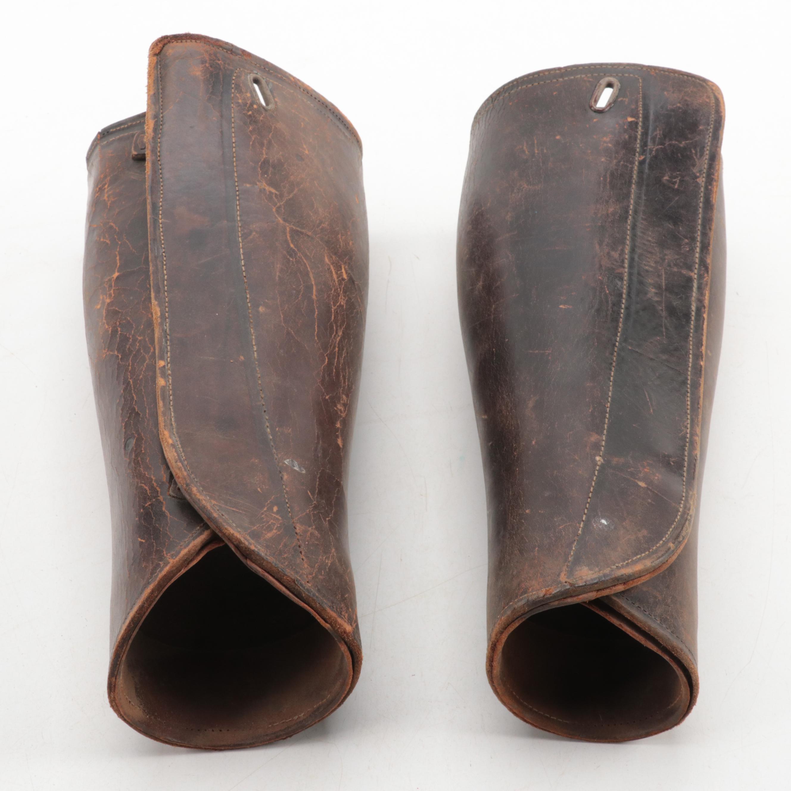 World War I and II Era Leg Gaiters, Brodie Helmet and Officer's Cap