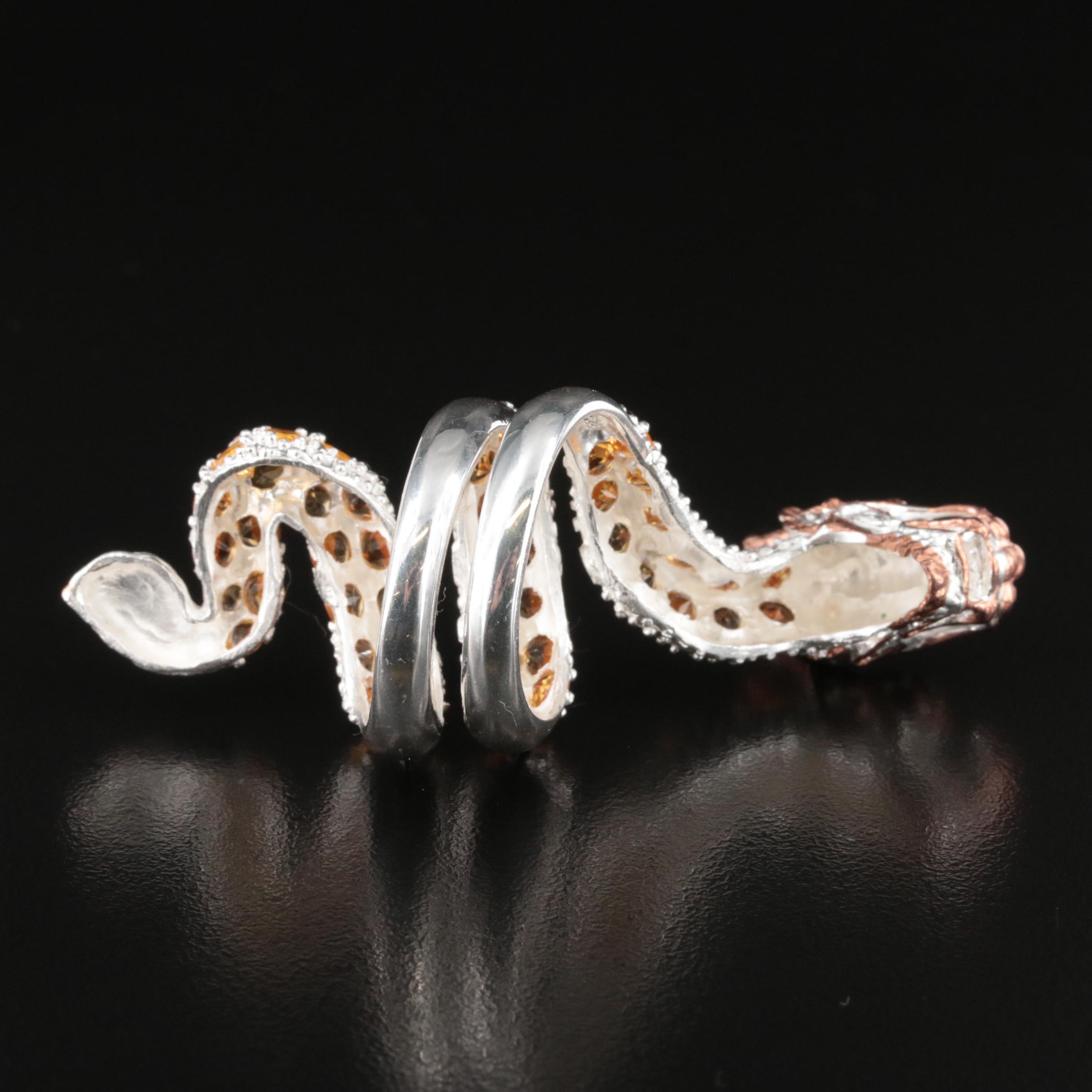 Sterling Citrine Dragon Wrap Ring