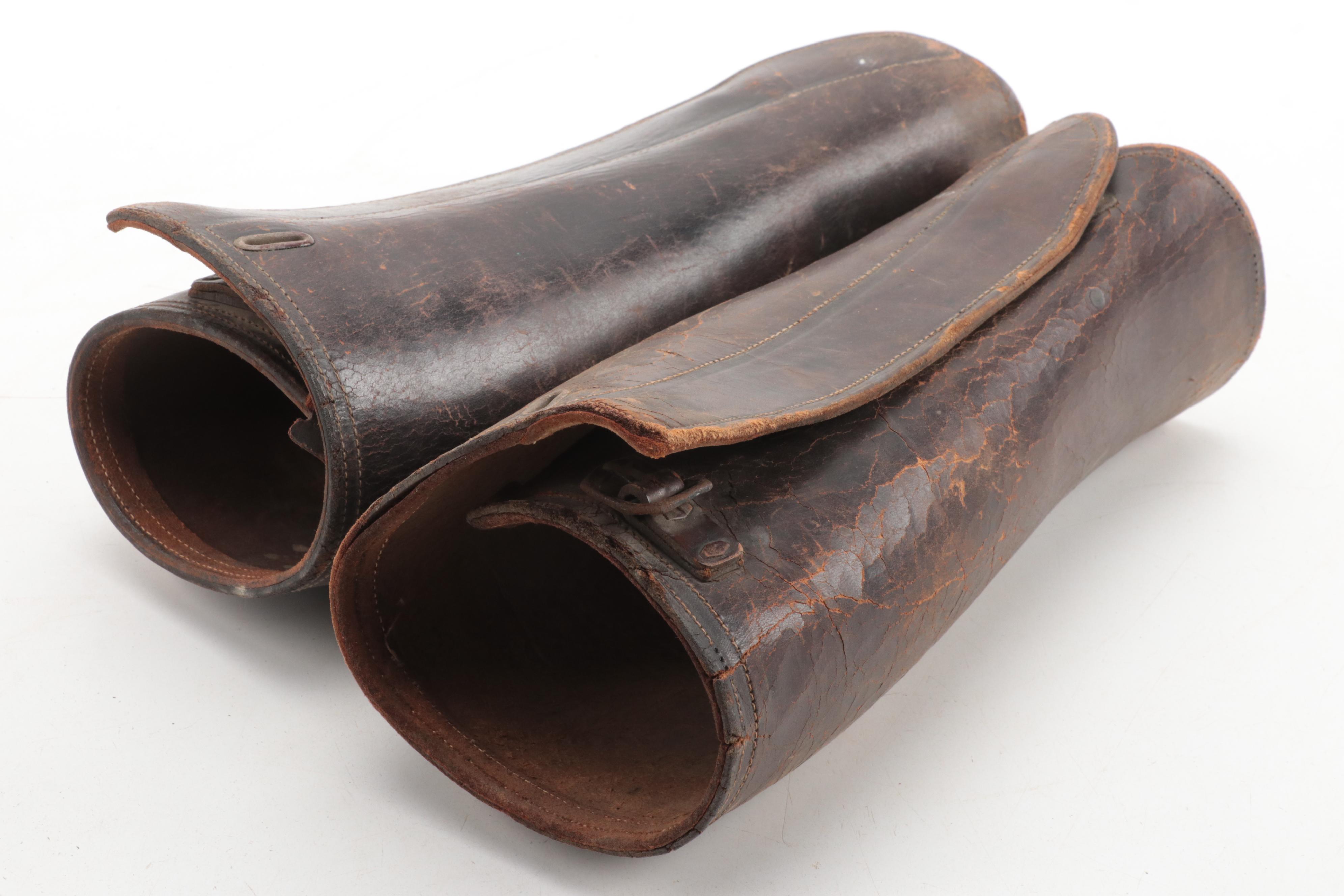 World War I and II Era Leg Gaiters, Brodie Helmet and Officer's Cap