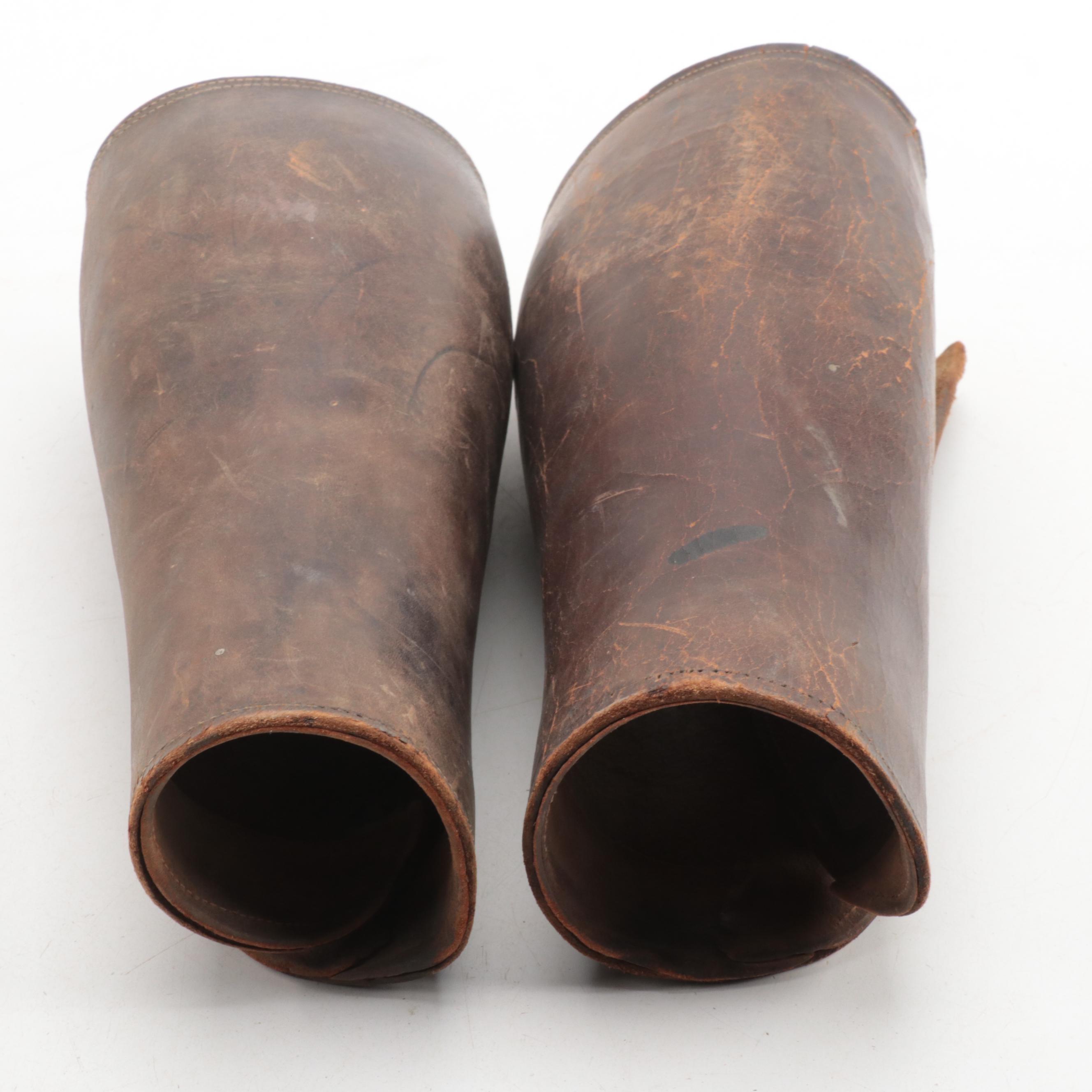 World War I and II Era Leg Gaiters, Brodie Helmet and Officer's Cap