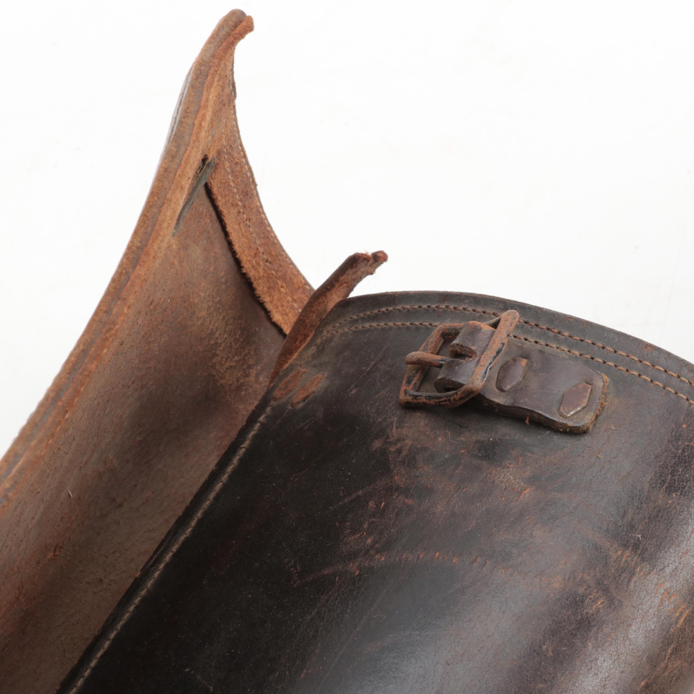 World War I and II Era Leg Gaiters, Brodie Helmet and Officer's Cap