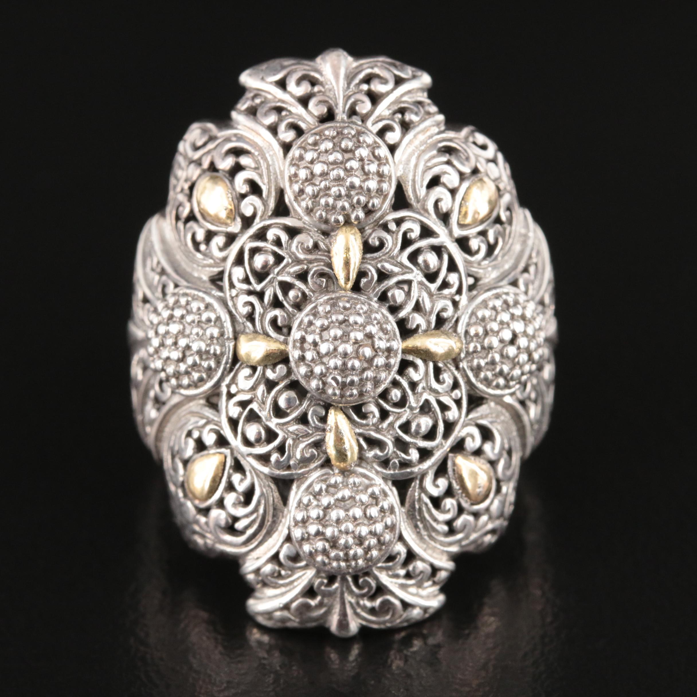 Sarda Sterling Ring with 18K Accent